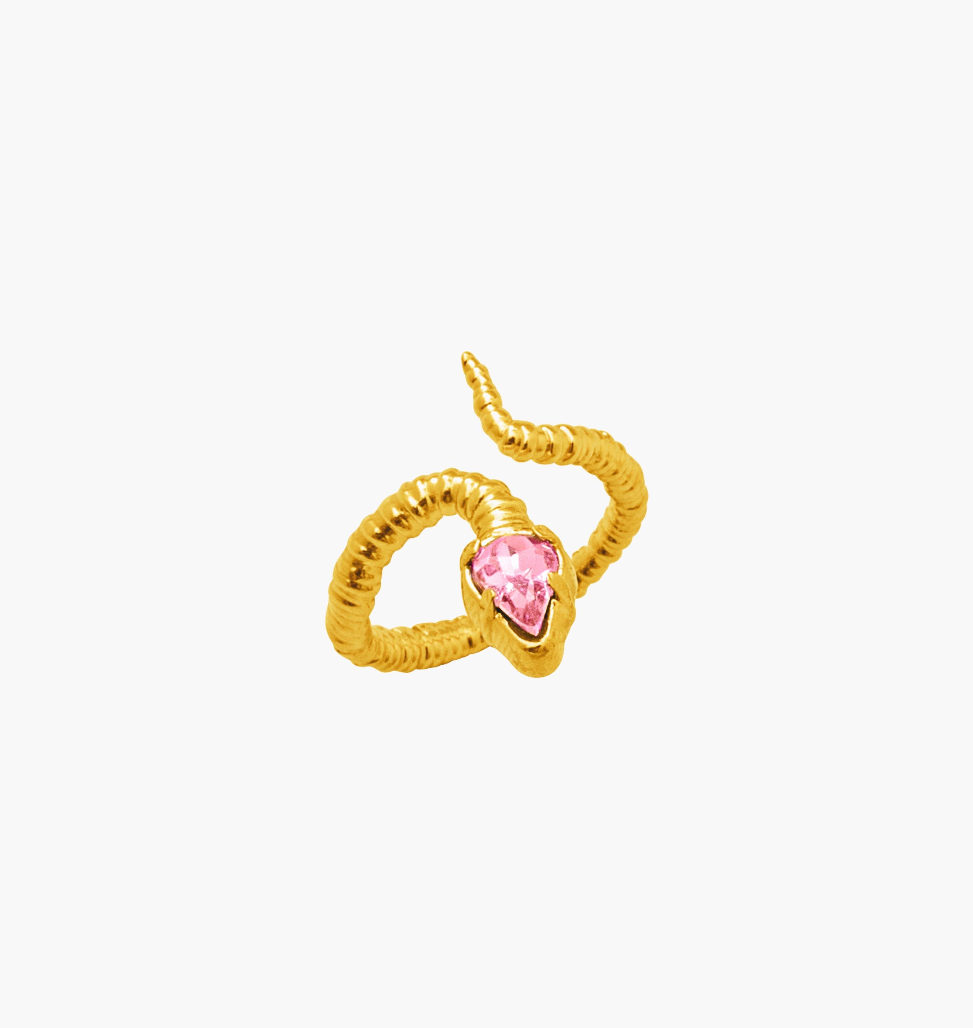Ring SNAKY Gold Flamingo Crystal - Moutton colleT Jewellery