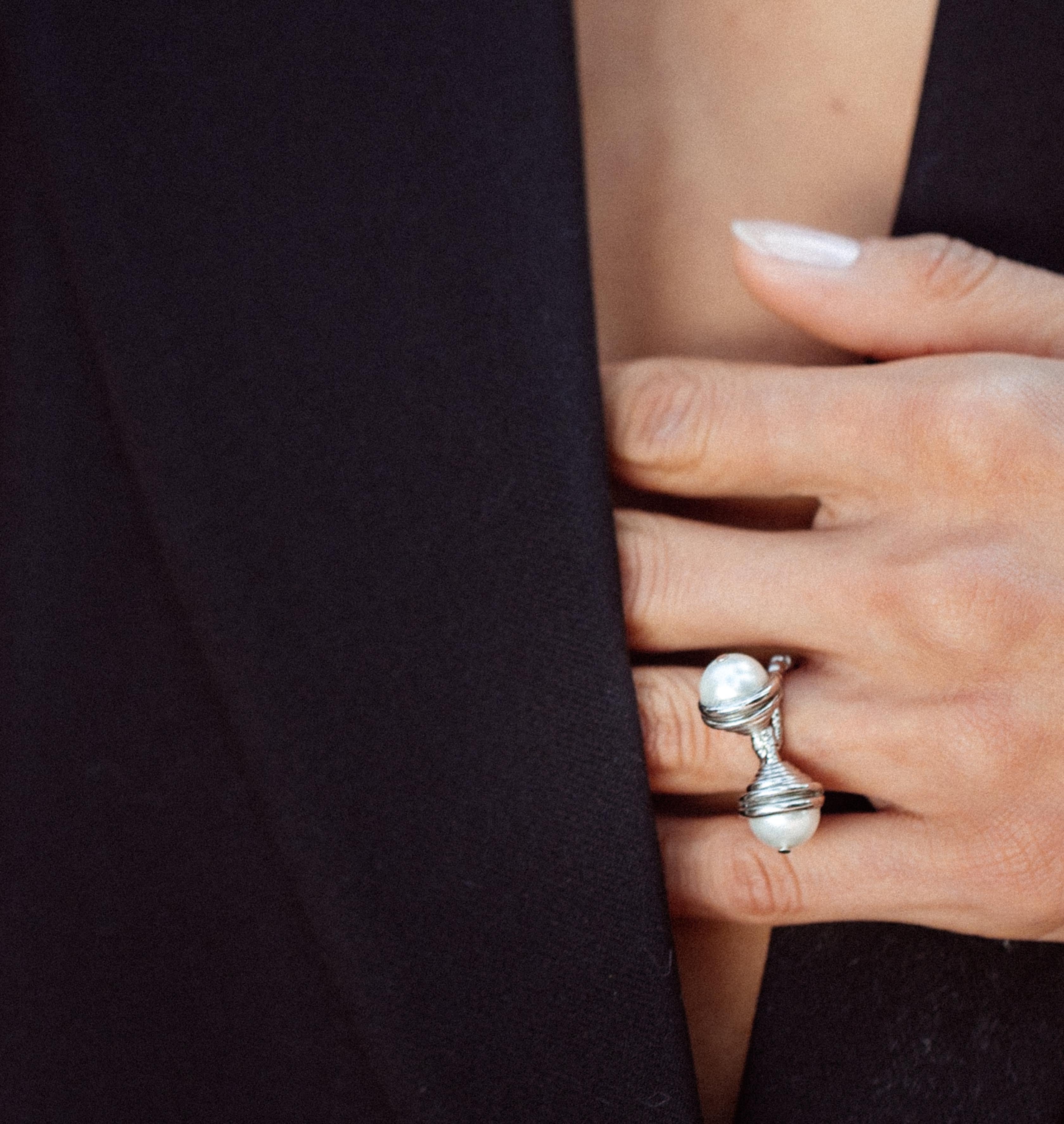 Ring LILLY Big Pearl Palladium