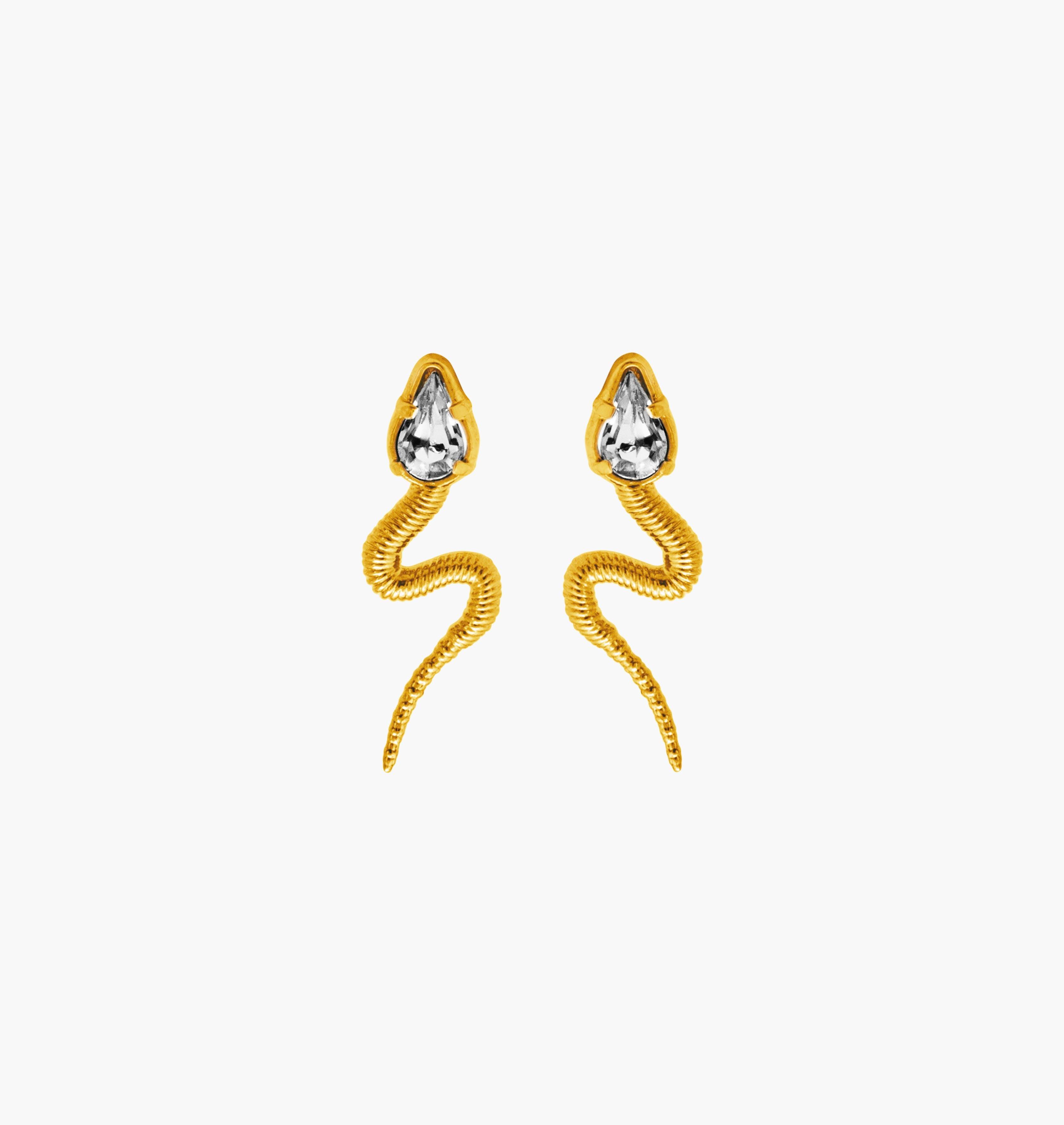 Earrings SNAKY Gold Crystal - Moutton colleT Jewellery