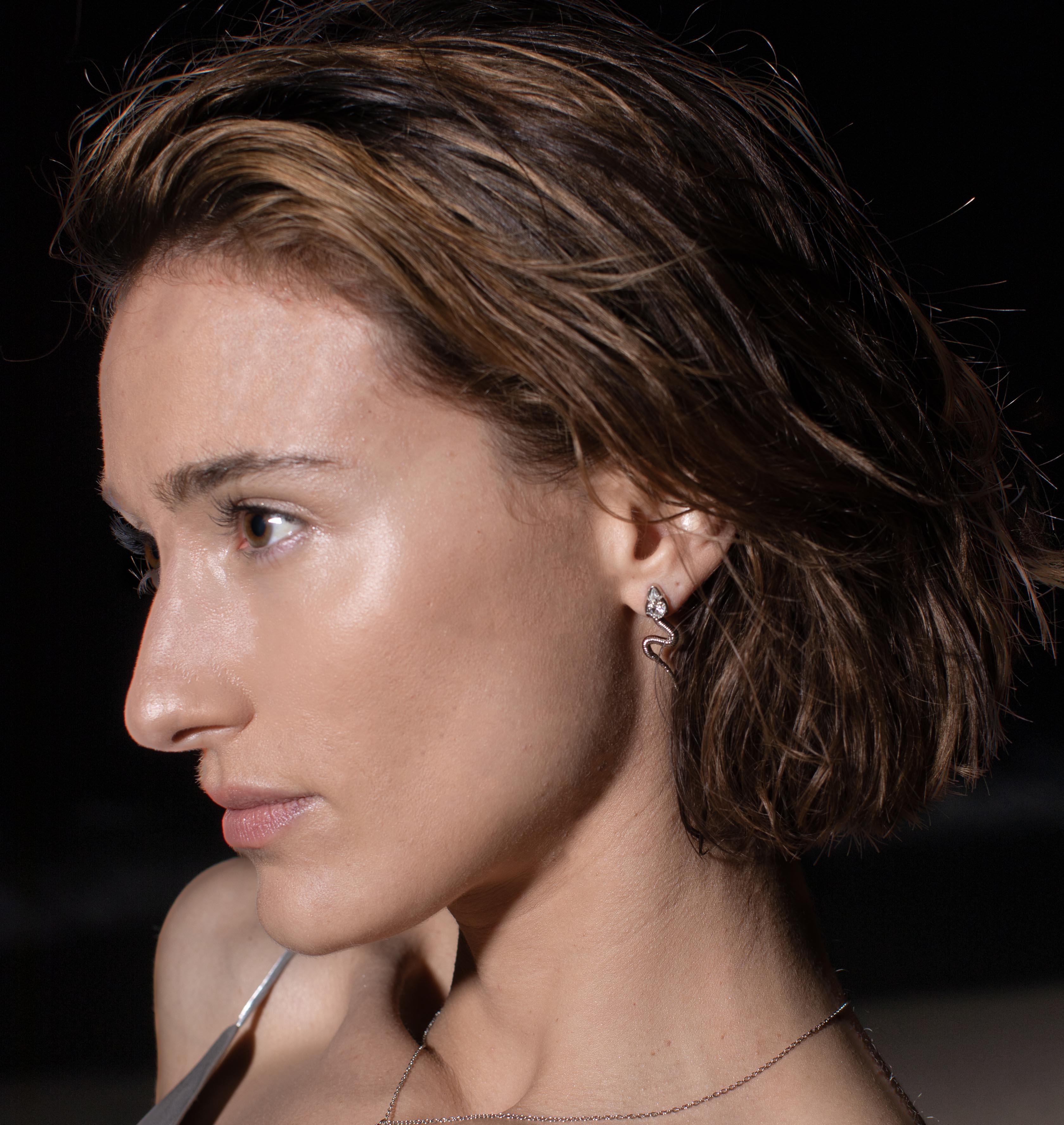 Earrings SNAKY Palladium Pacific Crystal - Moutton colleT Jewellery