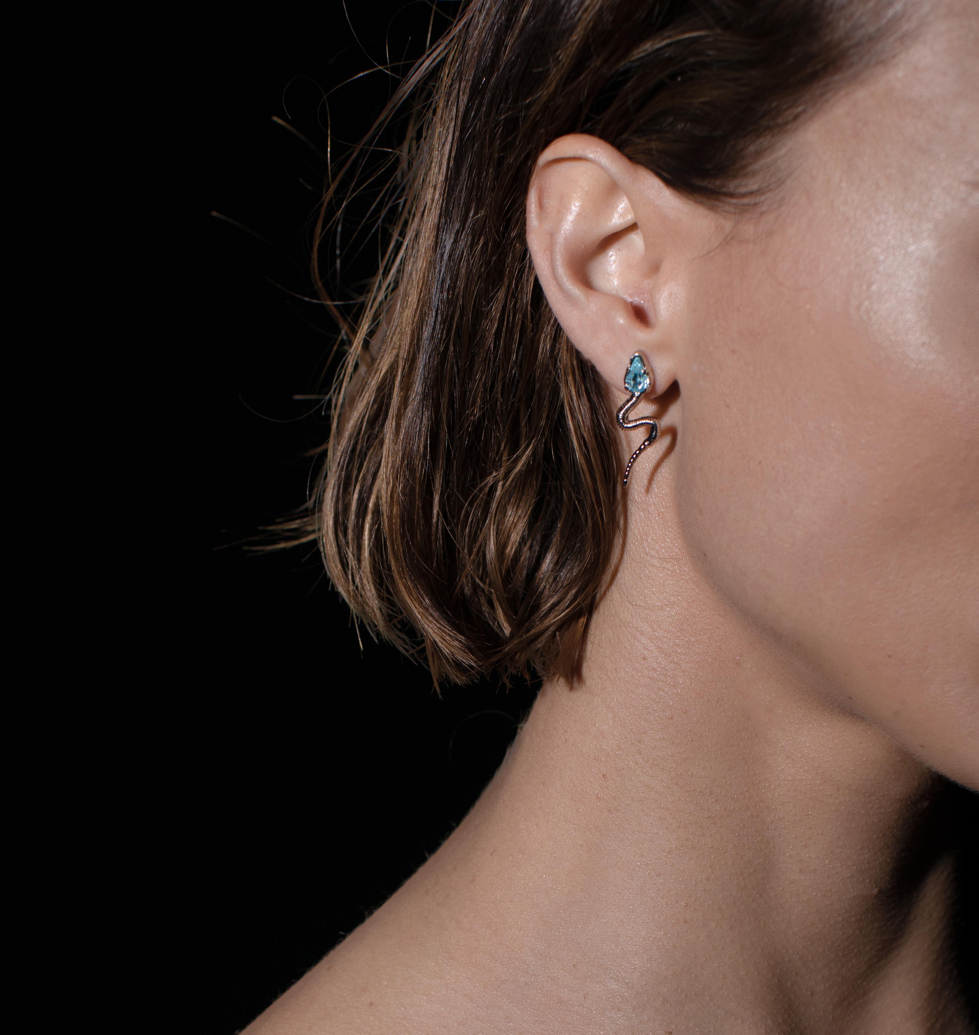 Earrings SNAKY Palladium Pacific Crystal - Moutton colleT Jewellery