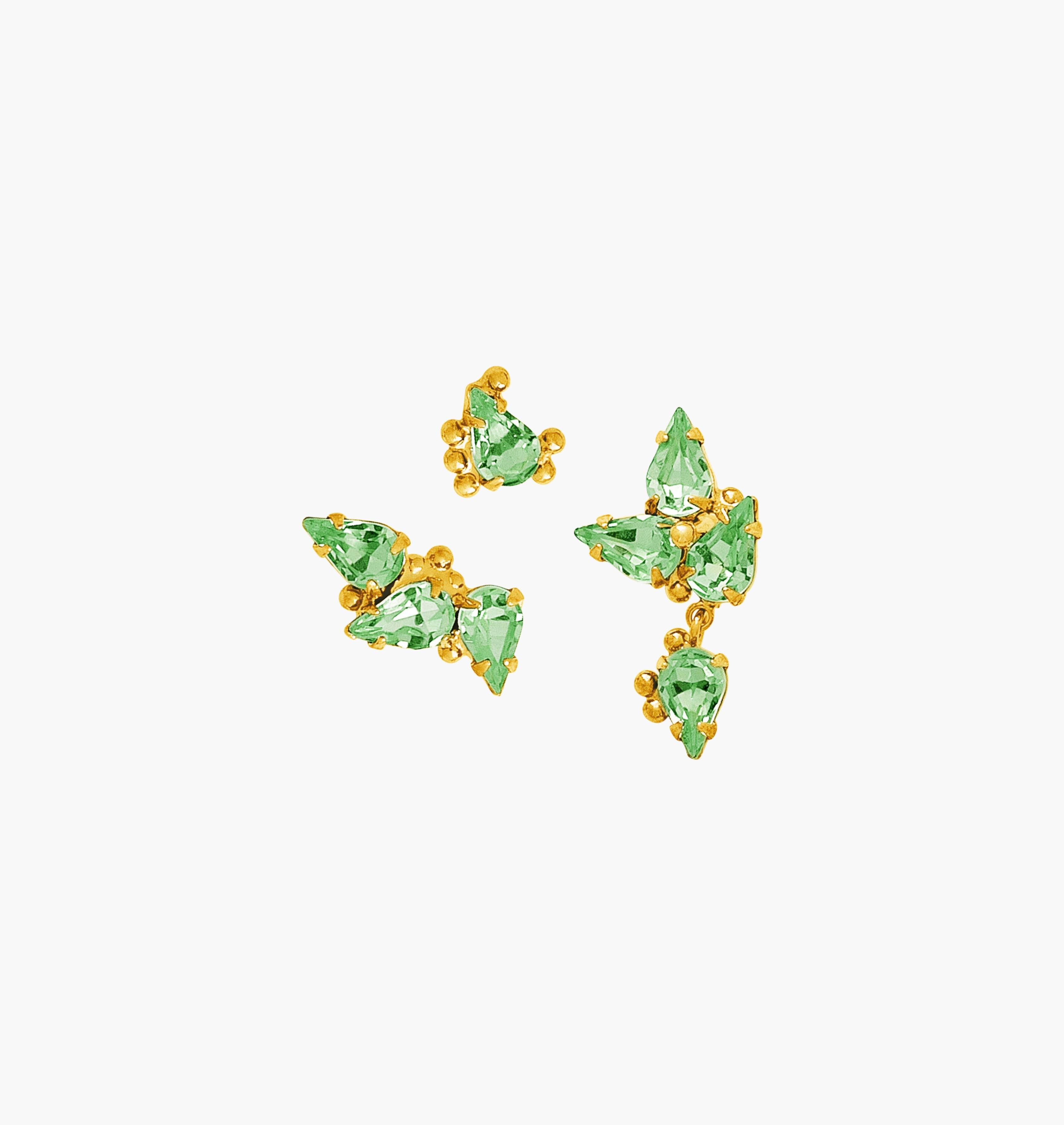 Earrings HAILEY Gold Lime Crystal - Moutton colleT Jewellery