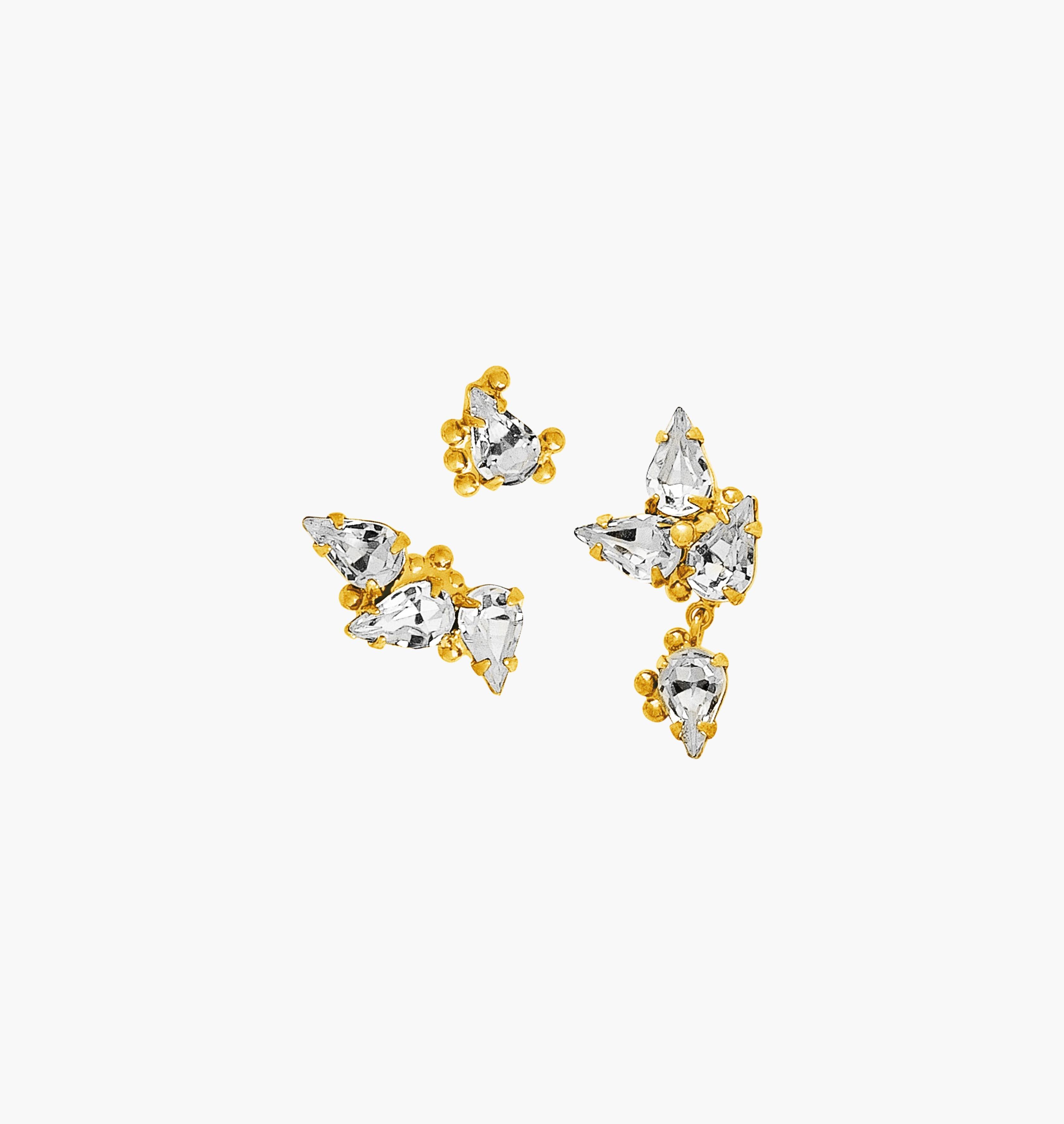 Earrings HAILEY Gold Crystal - Moutton colleT Jewellery