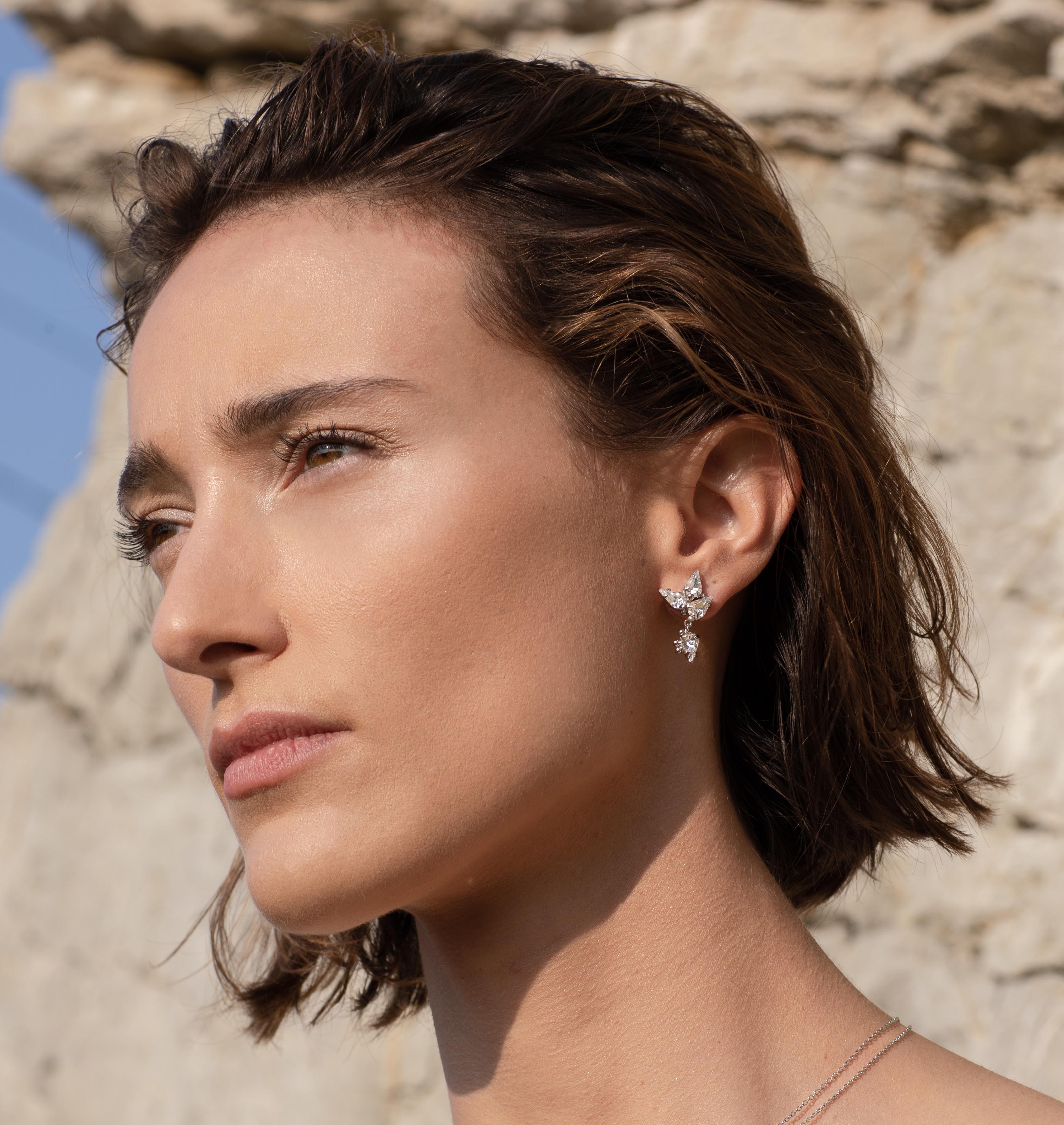 Earrings HAILEY Palladium Crystal