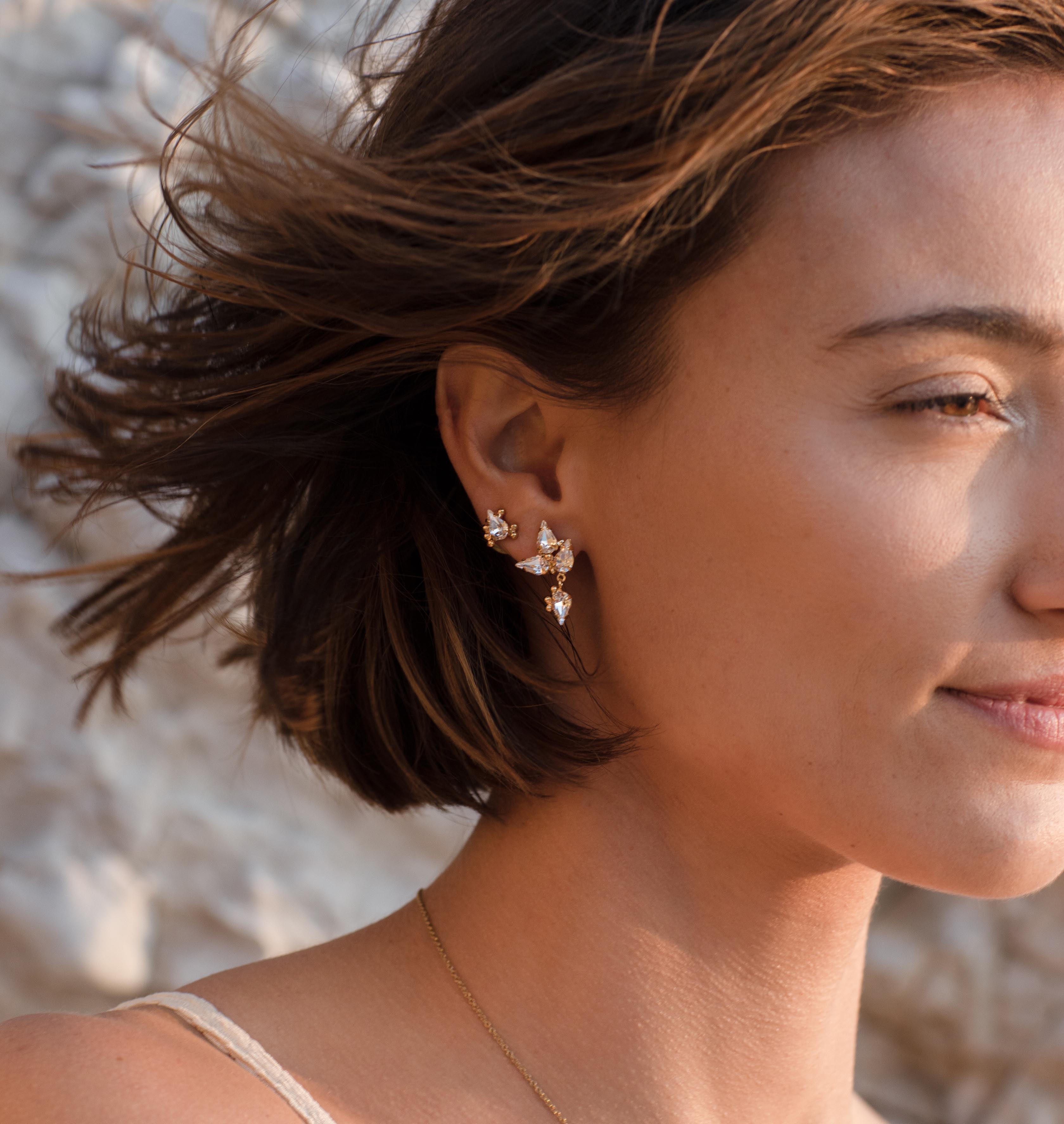 Earrings HAILEY Gold Lime Crystal - Moutton colleT Jewellery
