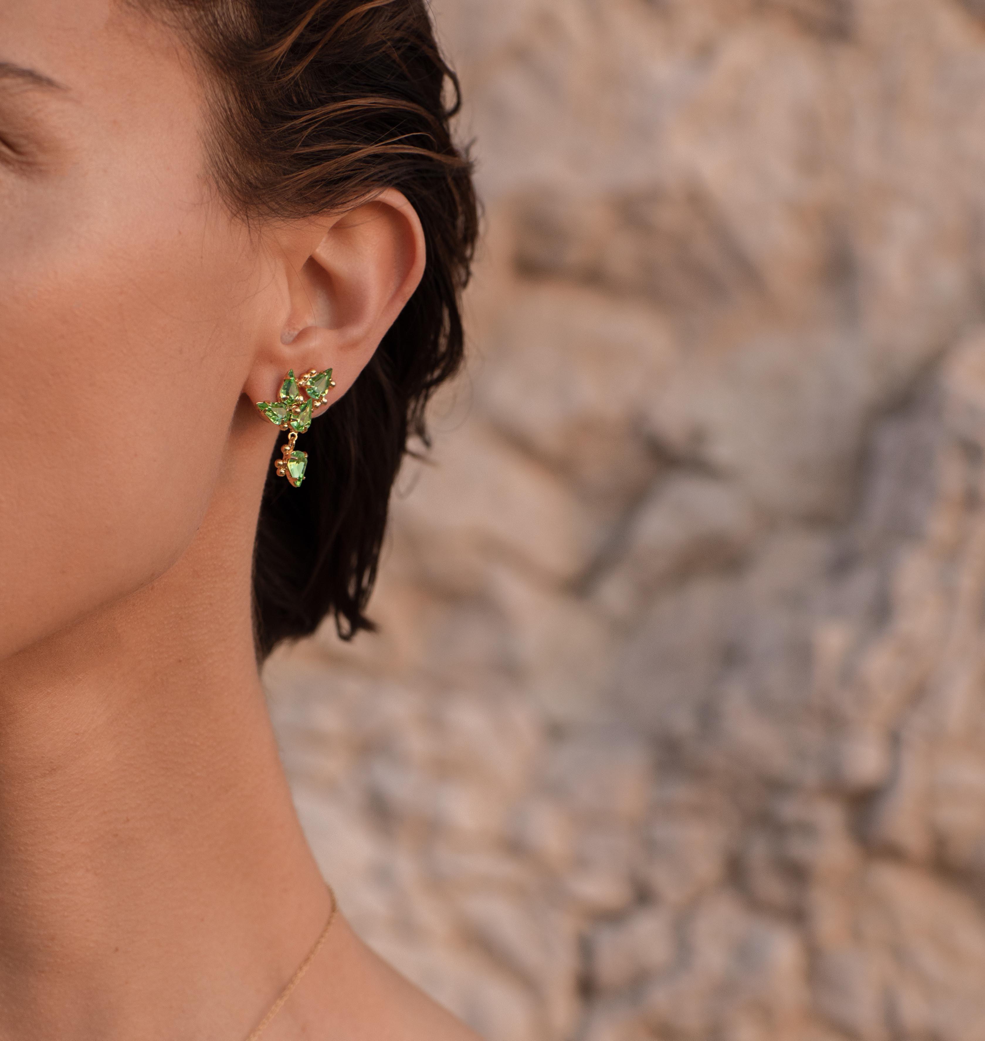 Earrings HAILEY Gold Lime Crystal - Moutton colleT Jewellery