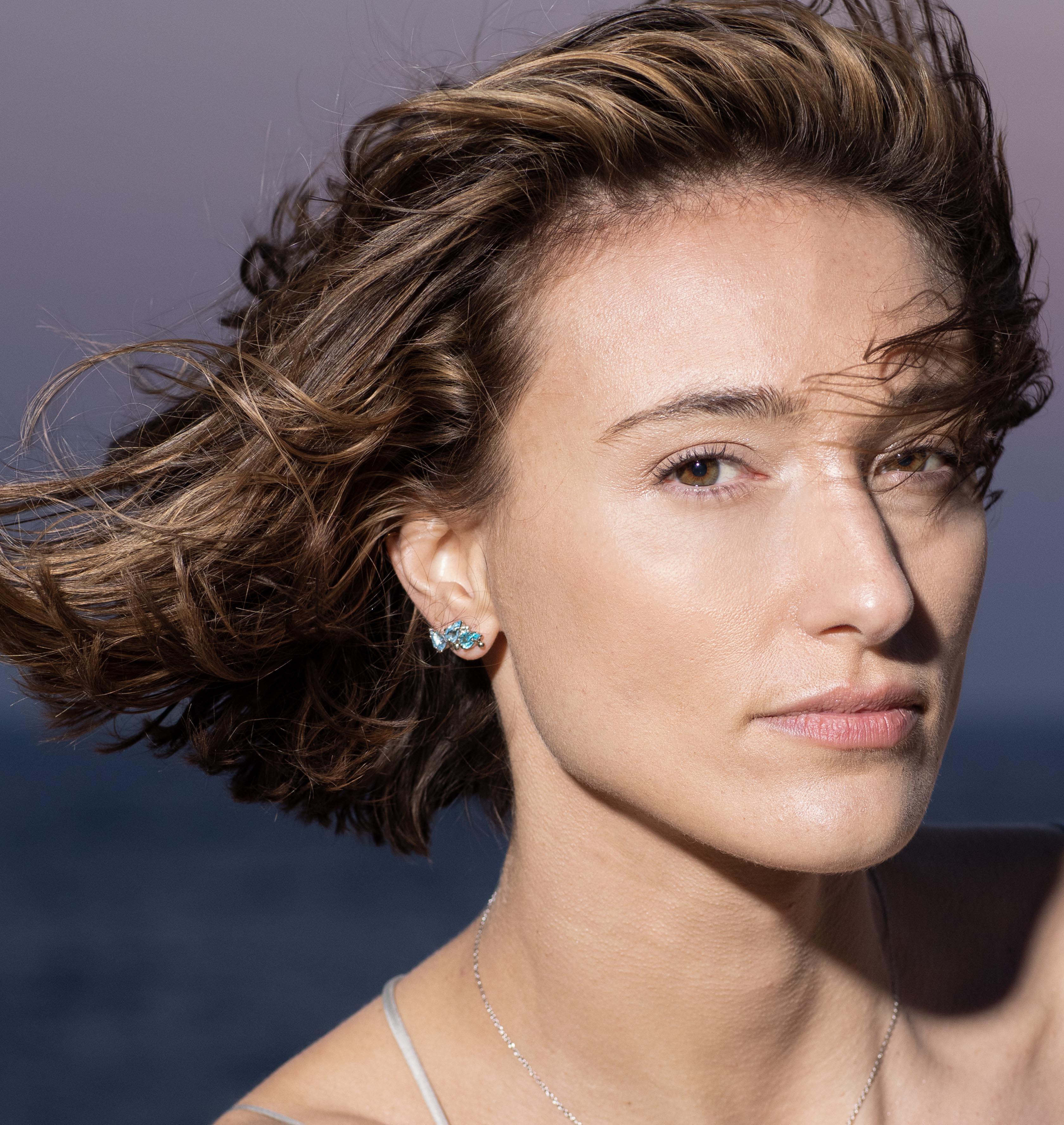 Earrings HAILEY Palladium Pacific Crystal - Moutton colleT Jewellery