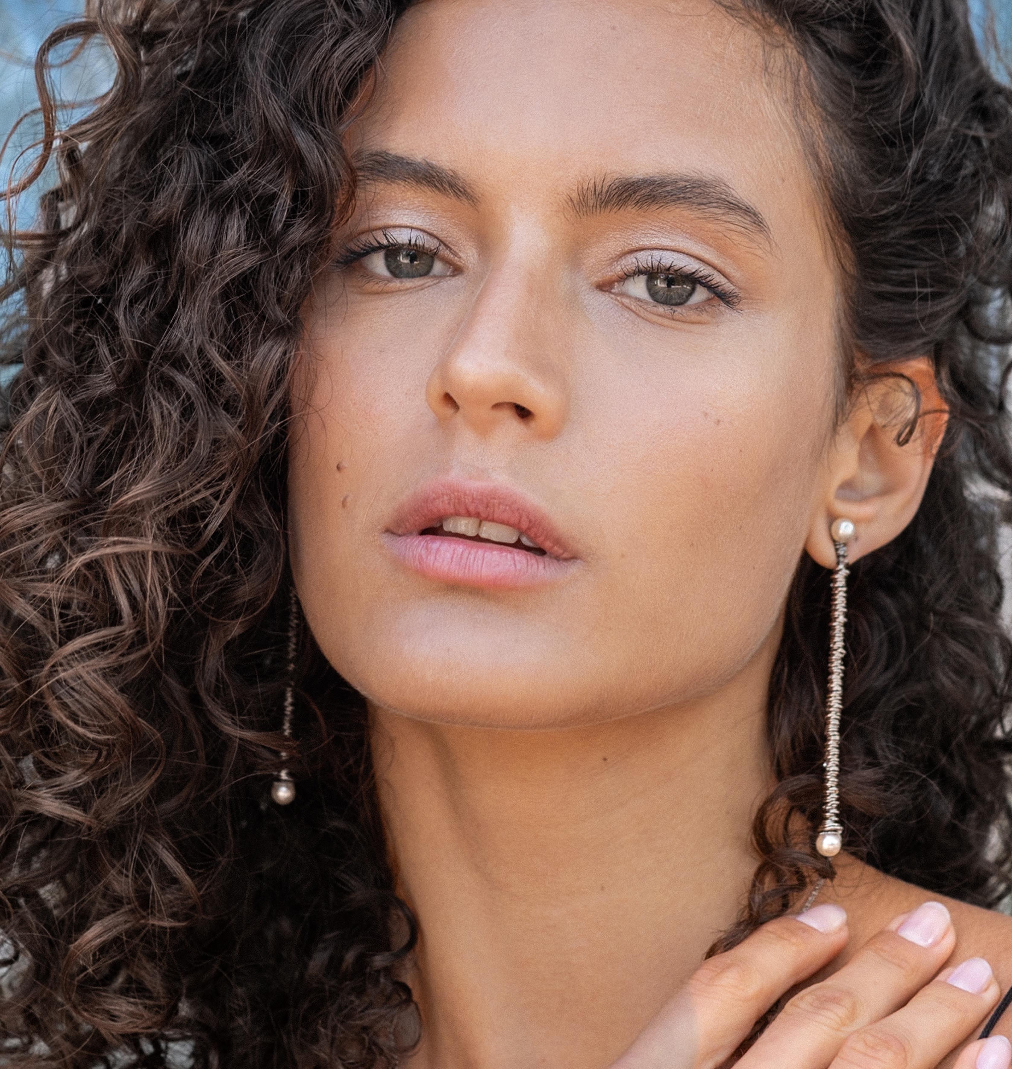 Earrings LILLY Long Palladium Nacre