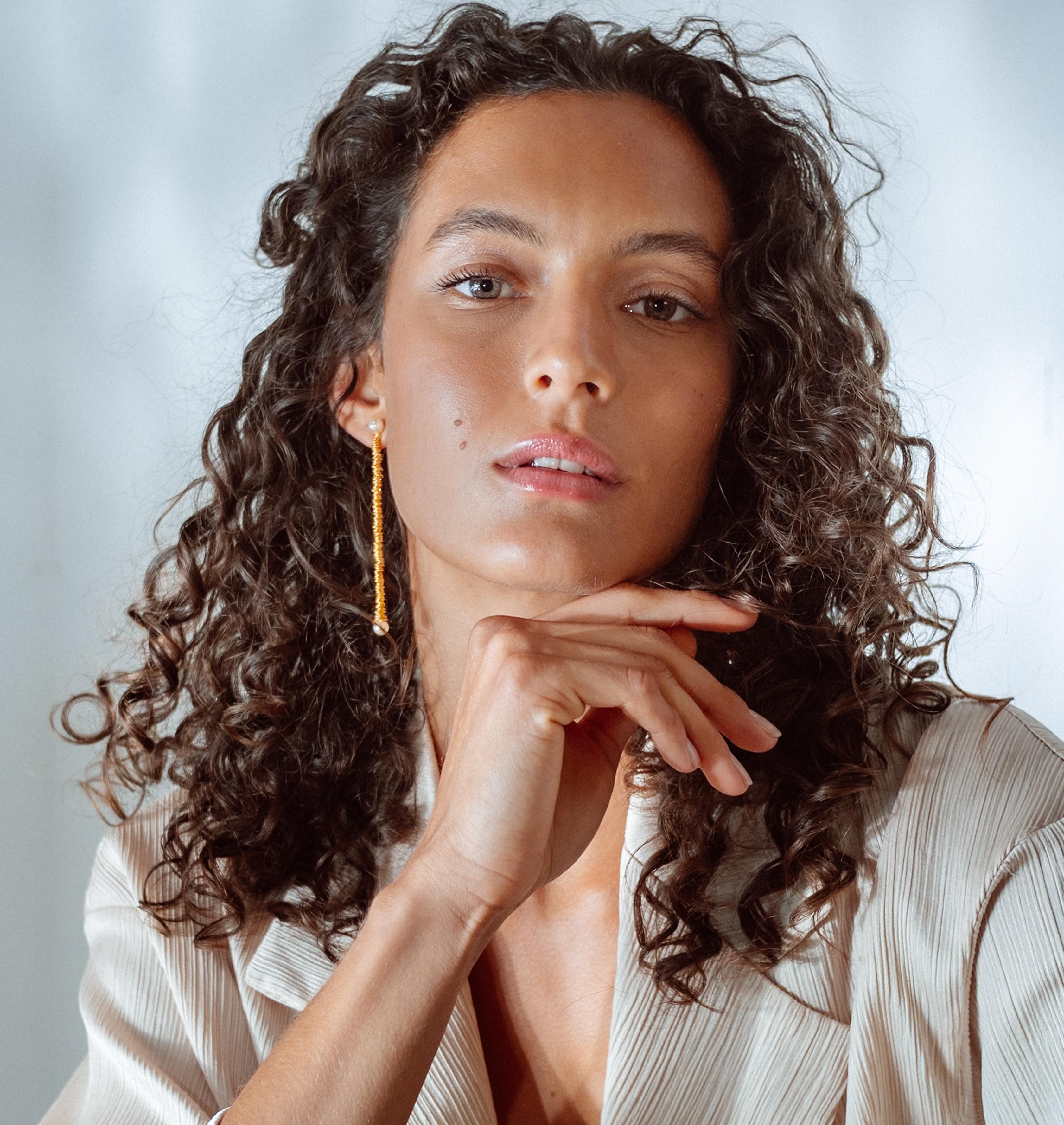 Earrings LILLY Long Gold Nacre