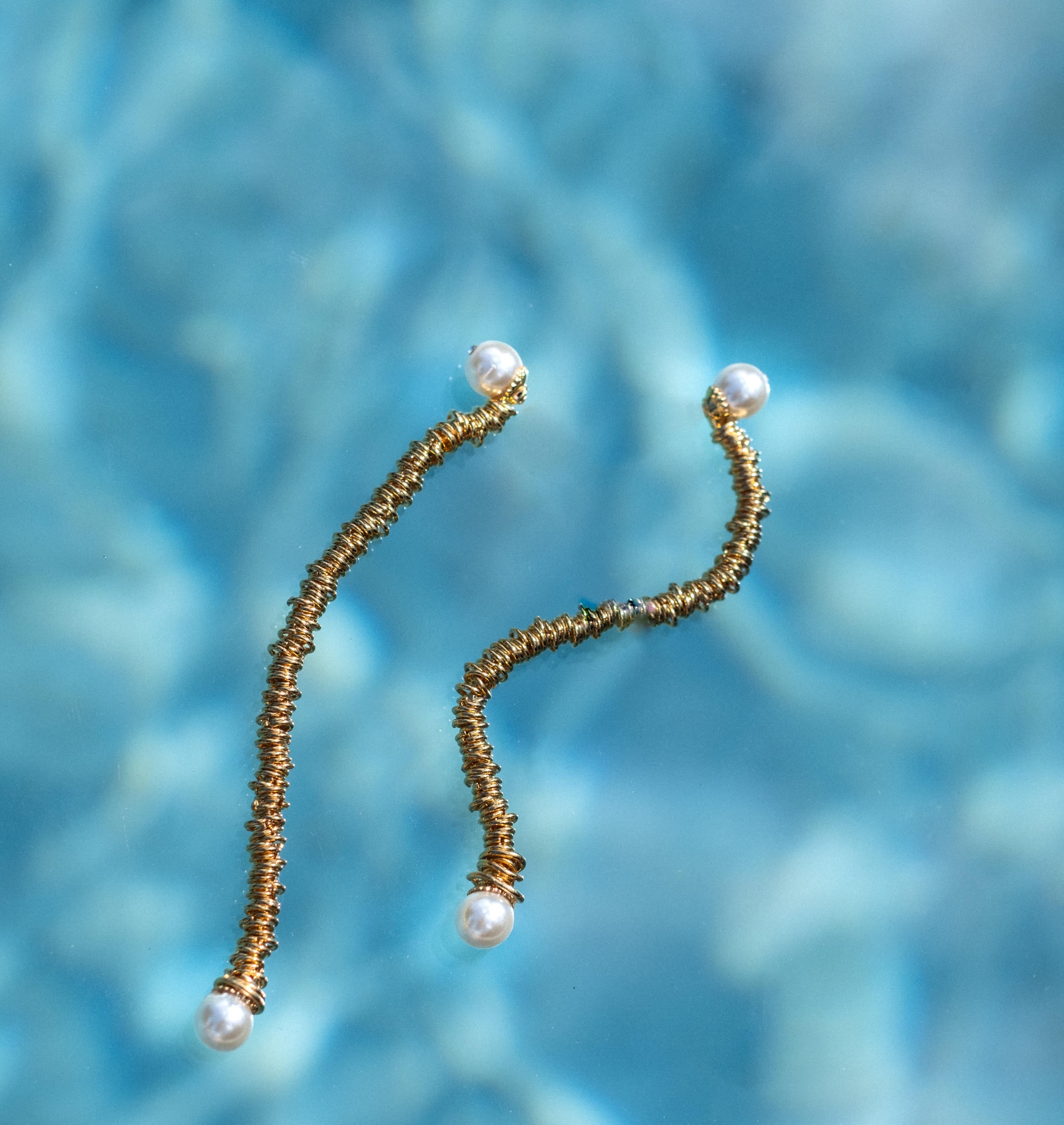 Earrings LILLY Long Gold Nacre