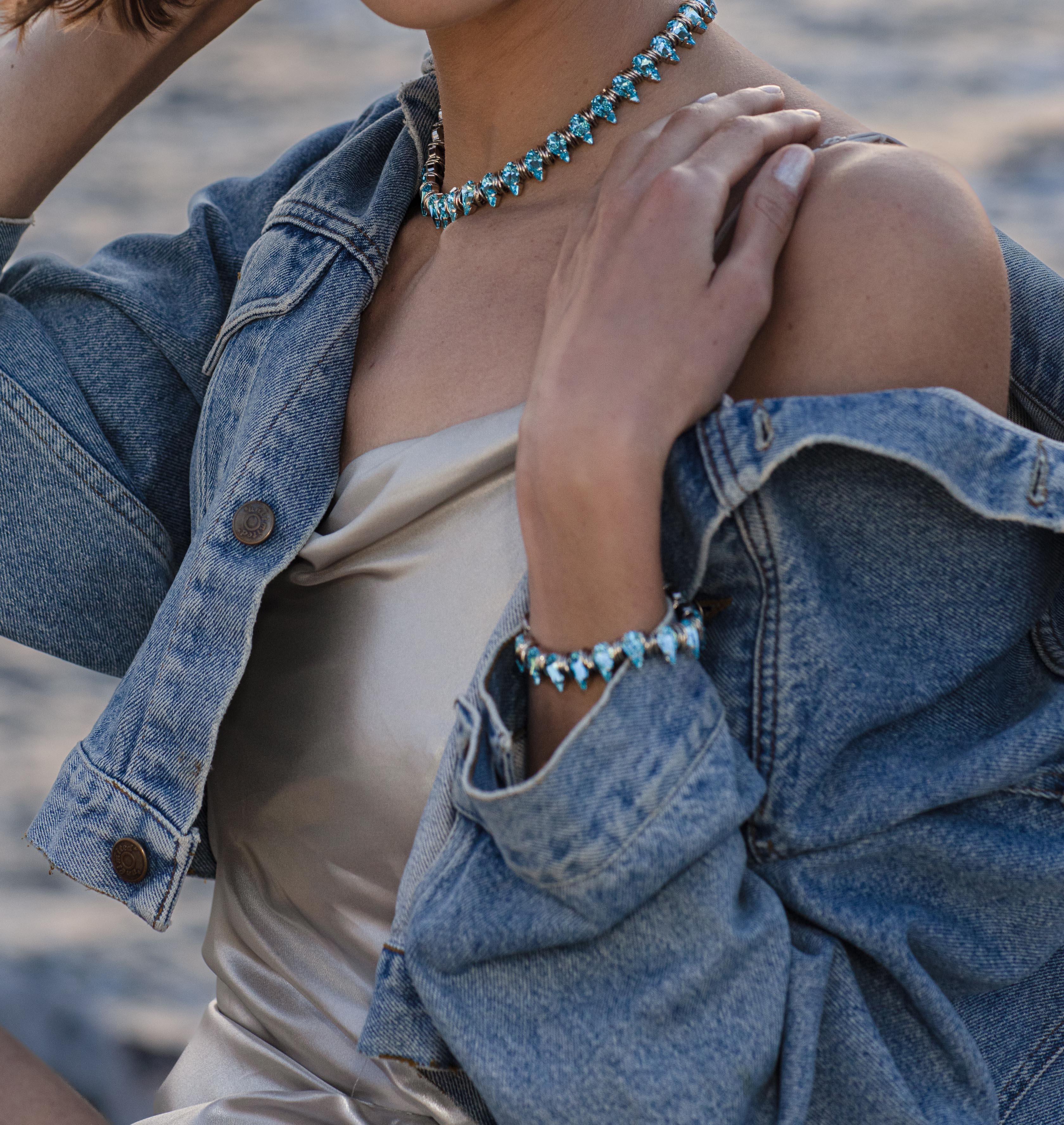 Bracelet HAILEY Palladium Pacific Crystal - Moutton colleT Jewellery