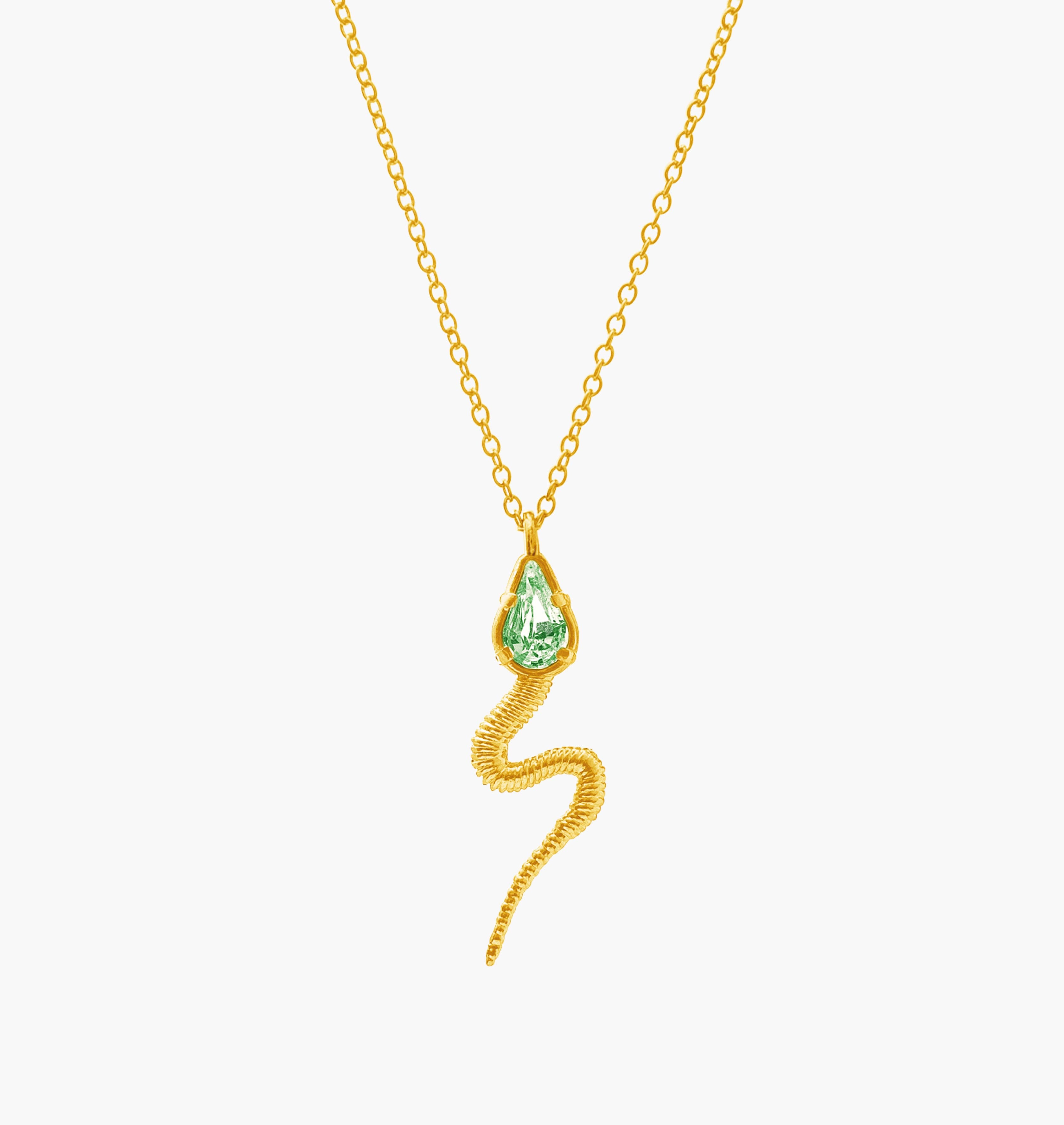 Necklace SNAKY Gold Lime Crystal