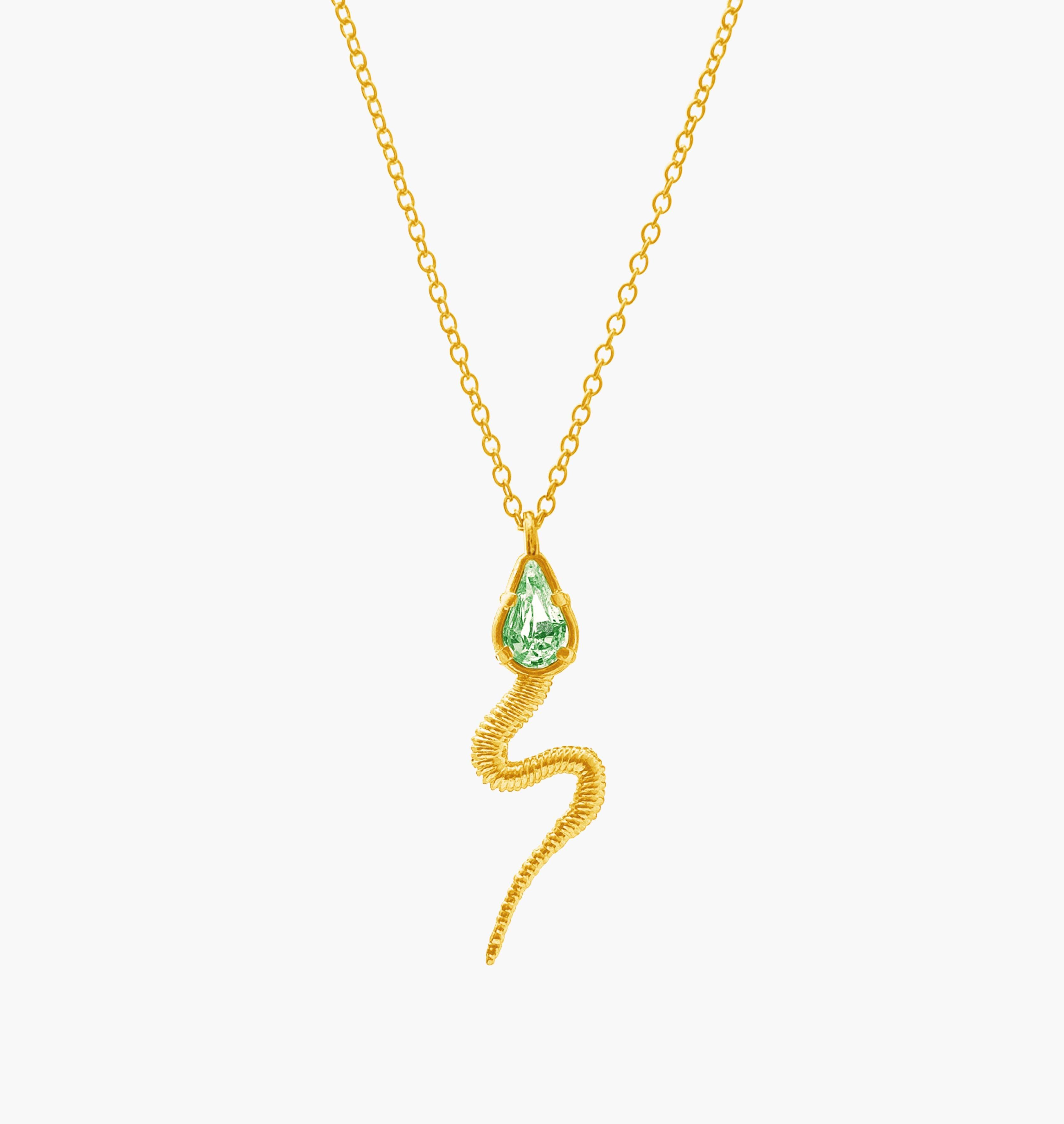 Necklace SNAKY Gold Lime Crystal - Moutton colleT Jewellery