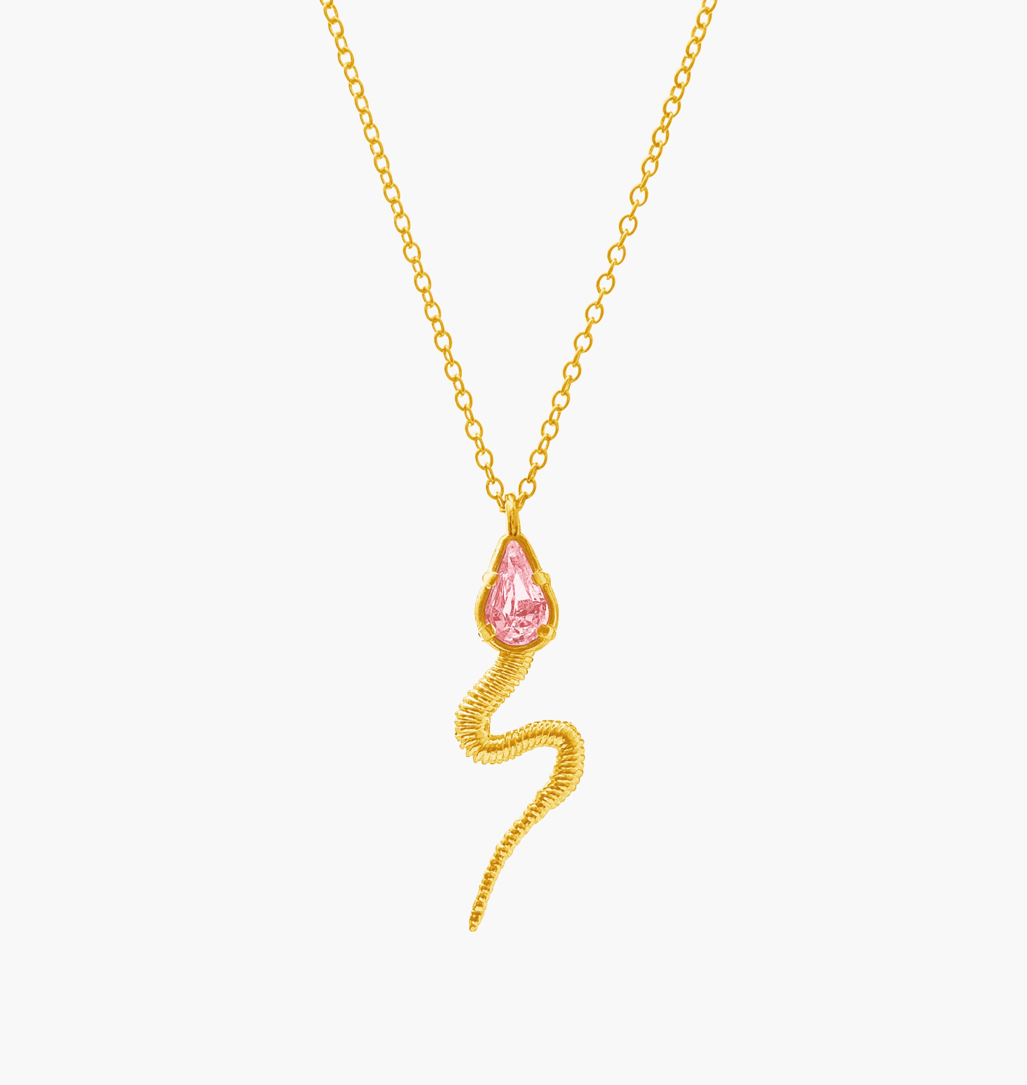 Necklace SNAKY Gold Flamingo Crystal