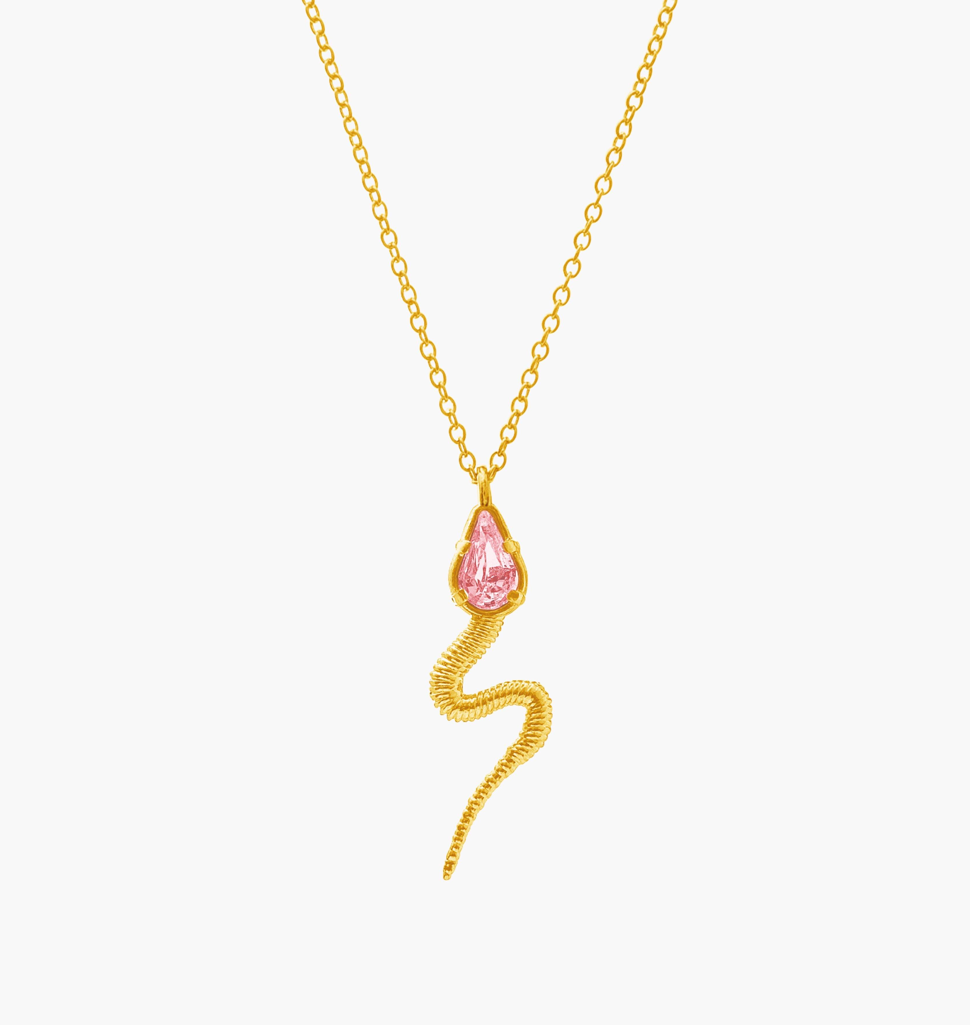 Necklace SNAKY Gold Flamingo Crystal - Moutton colleT Jewellery