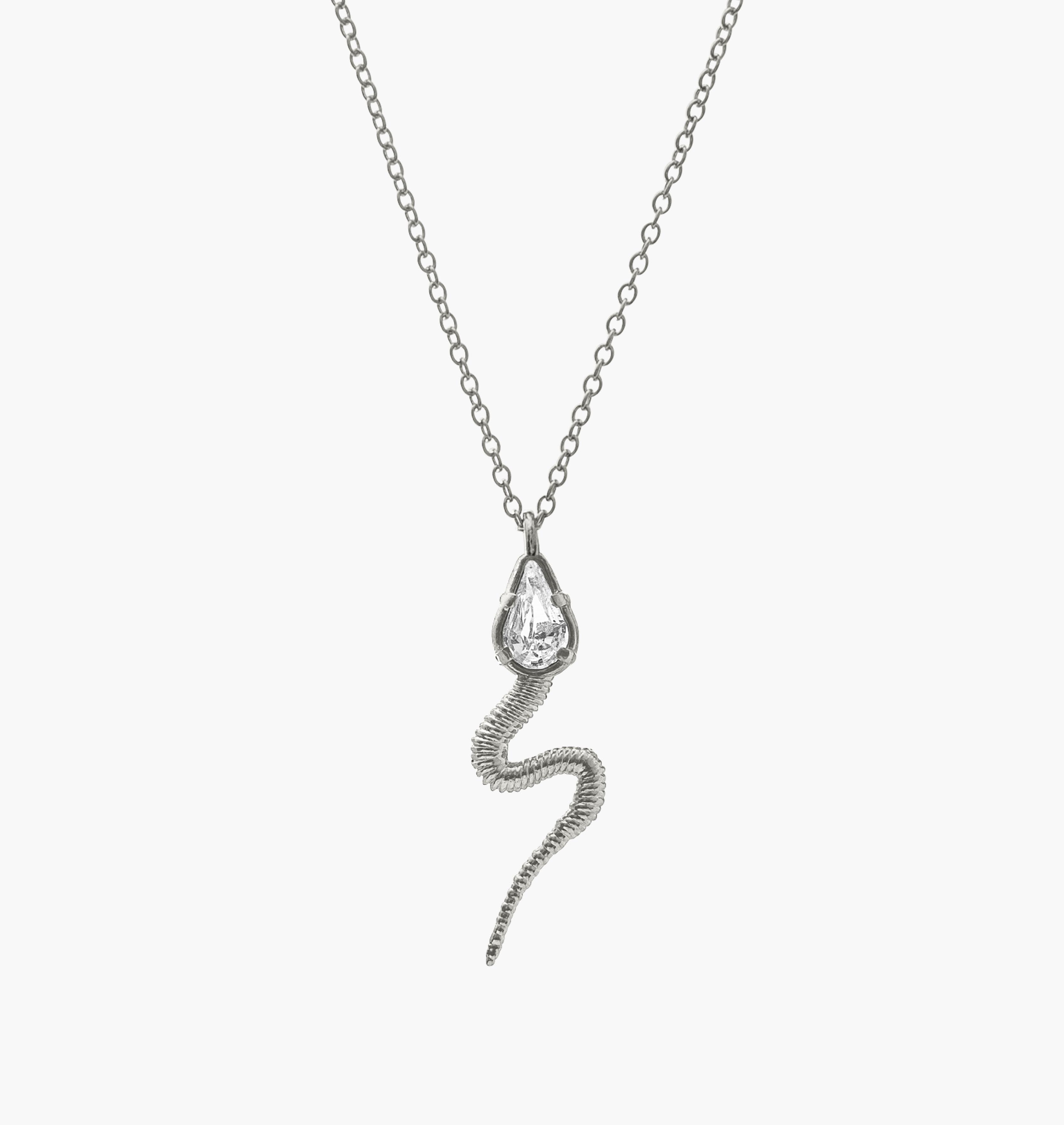 Necklace SNAKY Palladium Crystal - Moutton colleT Jewellery