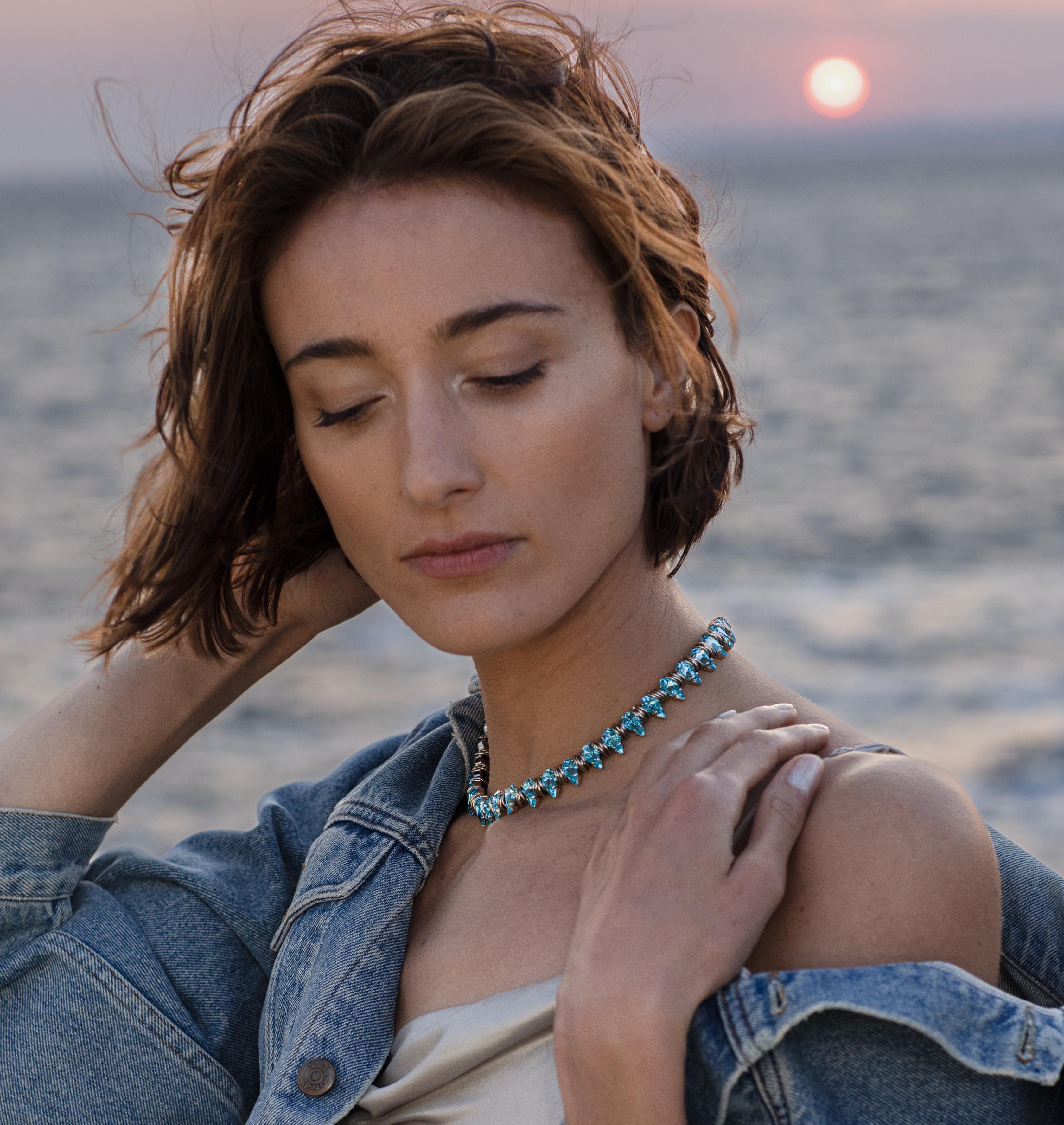 Necklace HAILEY Palladium Pacific Crystal - Moutton colleT Jewellery