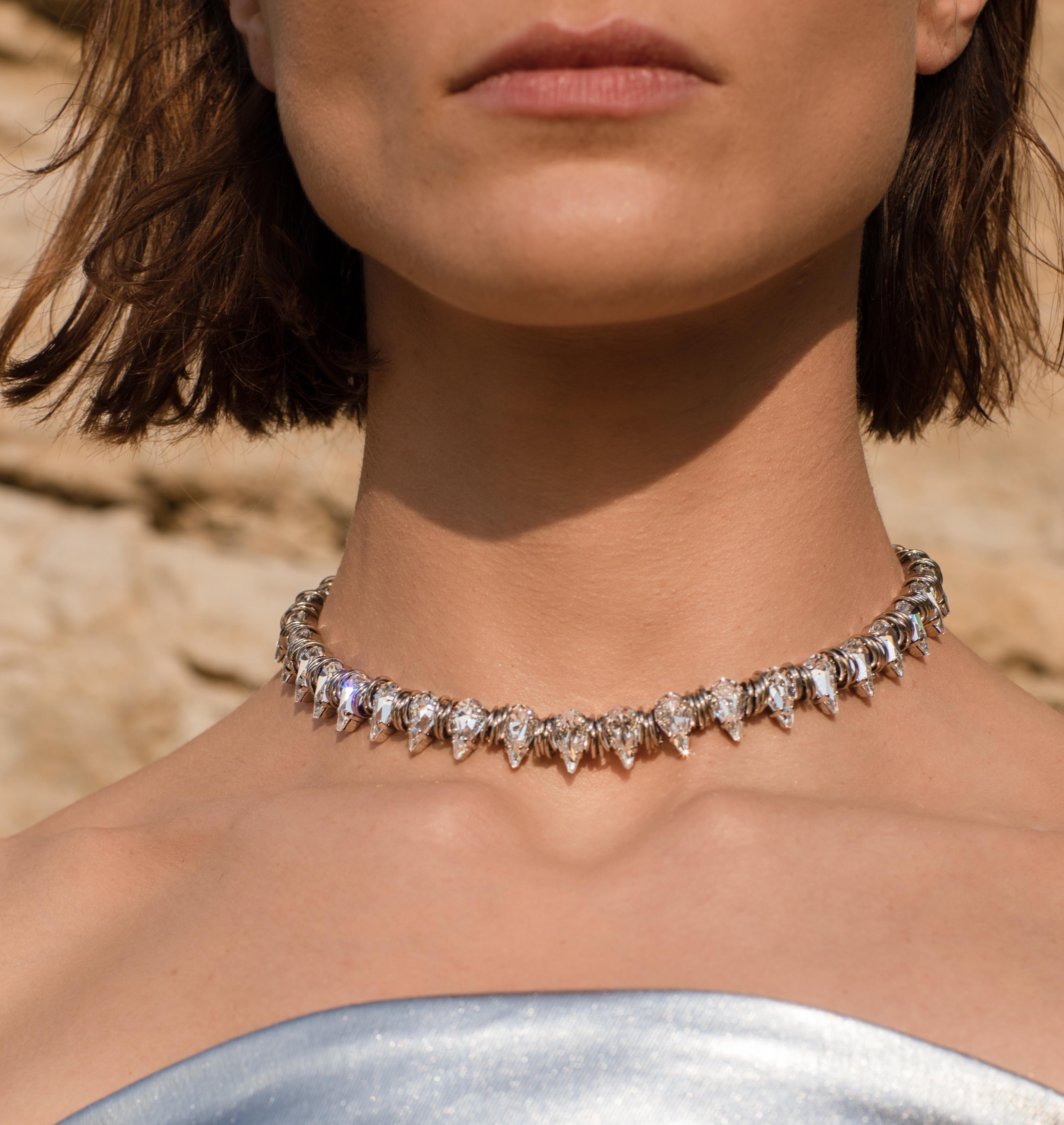 Necklace HAILEY Palladium Crystal - Moutton colleT Jewellery