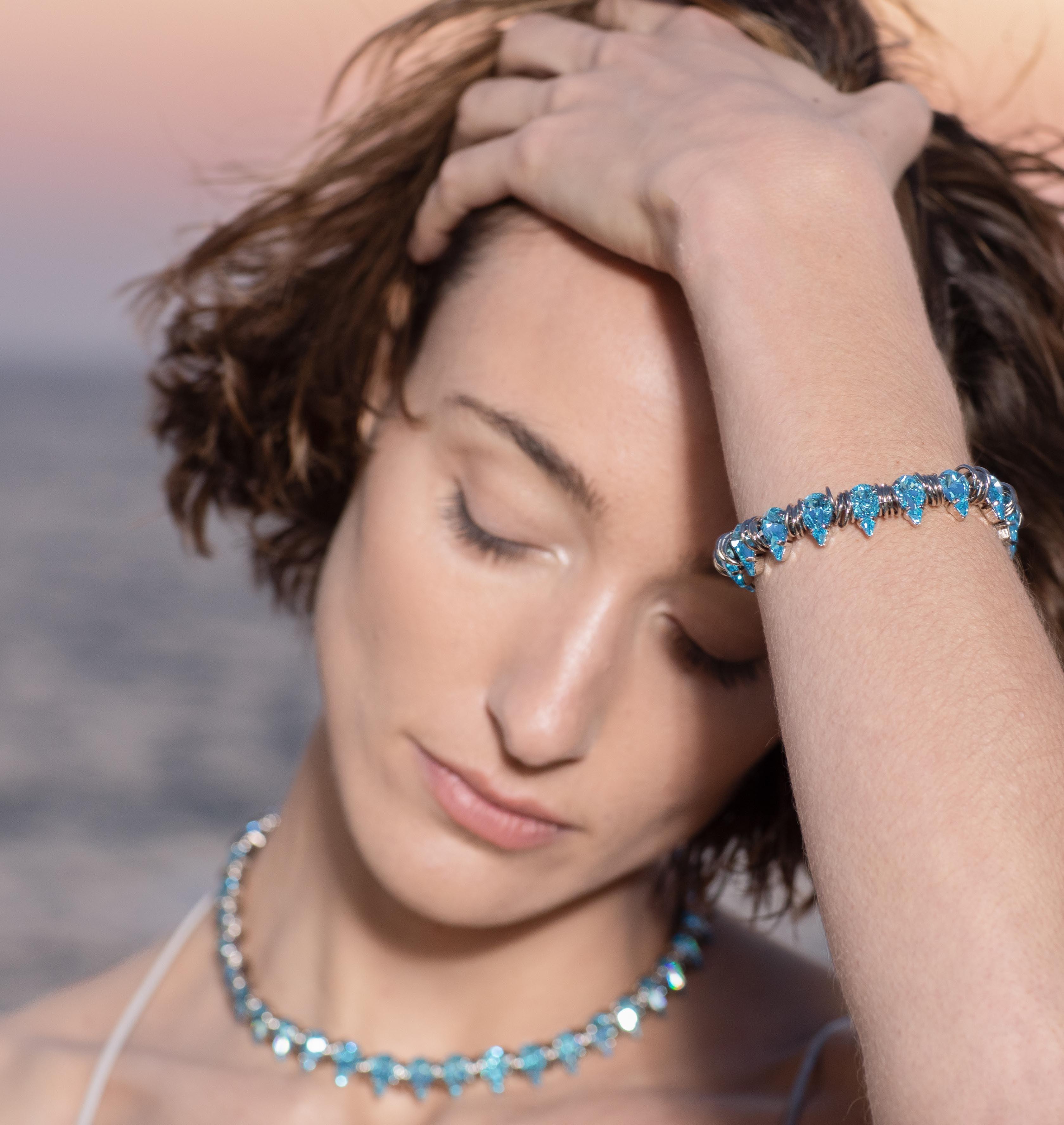 Necklace HAILEY Palladium Pacific Crystal - Moutton colleT Jewellery