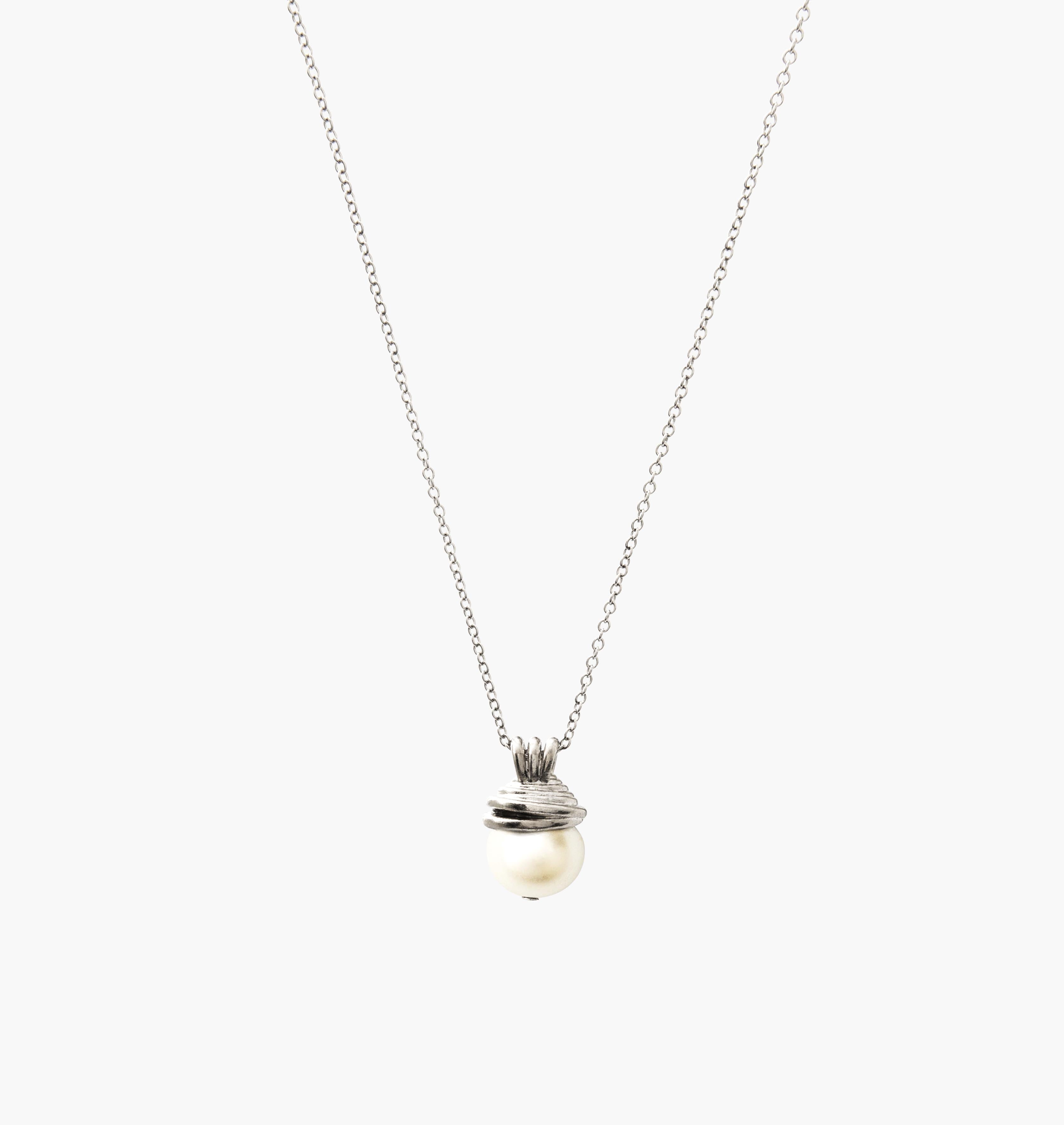 Necklace LILLY Small Pearl Pendent Palladium