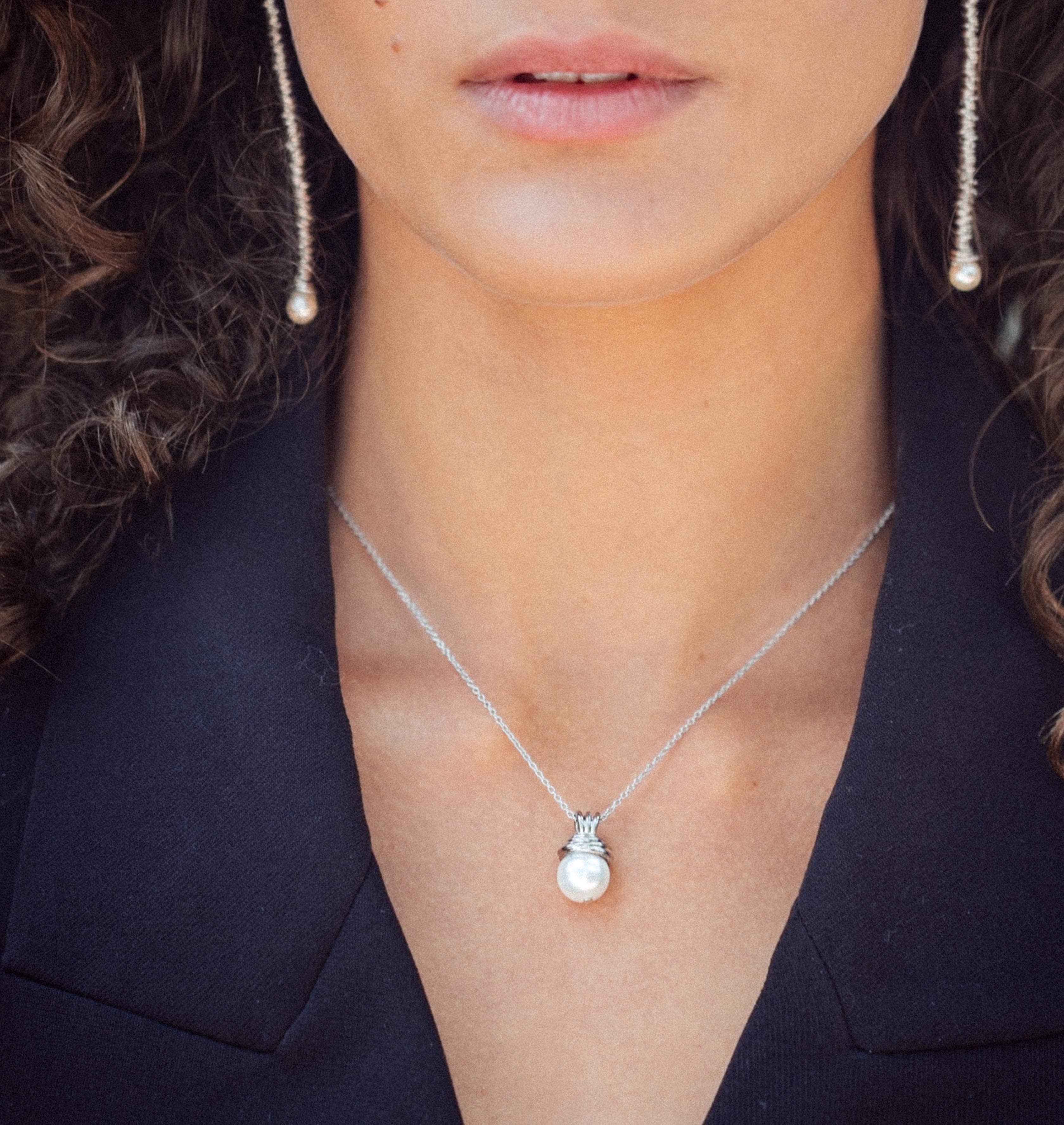 Necklace LILLY Small Pearl Pendent Palladium