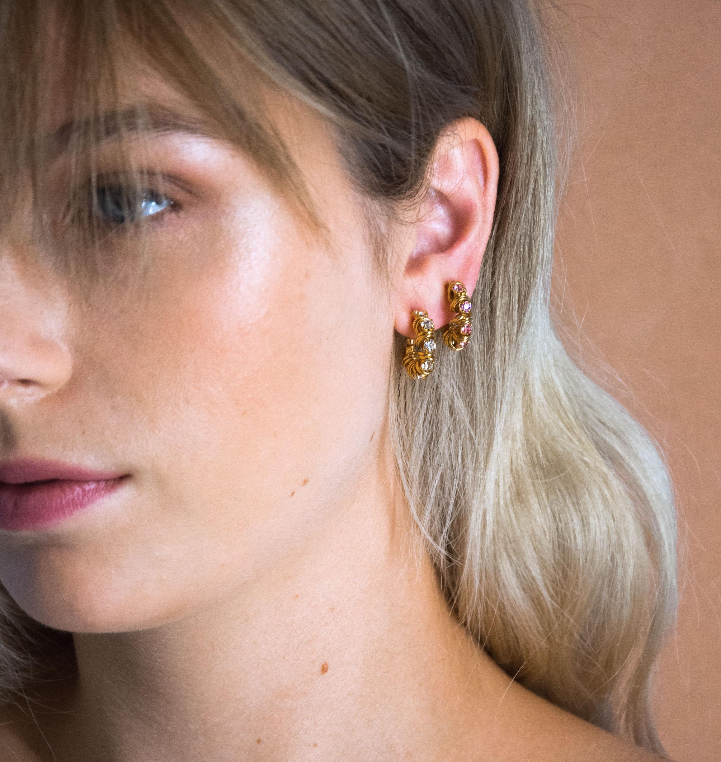 Earrings LUCIOLE Crystal - shop.mouttoncollet.com, Moutton colleT, Nos boucles d'oreilles LUCIOLE sont réalisées en bronze dorées à l'or fin, serties de cristaux scintillants coloris diamant et de petits anneaux. Elles seront assez discrètes pour être associées à vos tenues du quotidien, bijoux de createurs, bijou createur, bijoux fantaisie, bijoux luxe, fabriqué en france, fabriqué en belgique, bijoux mariage, bridal collection bijou,