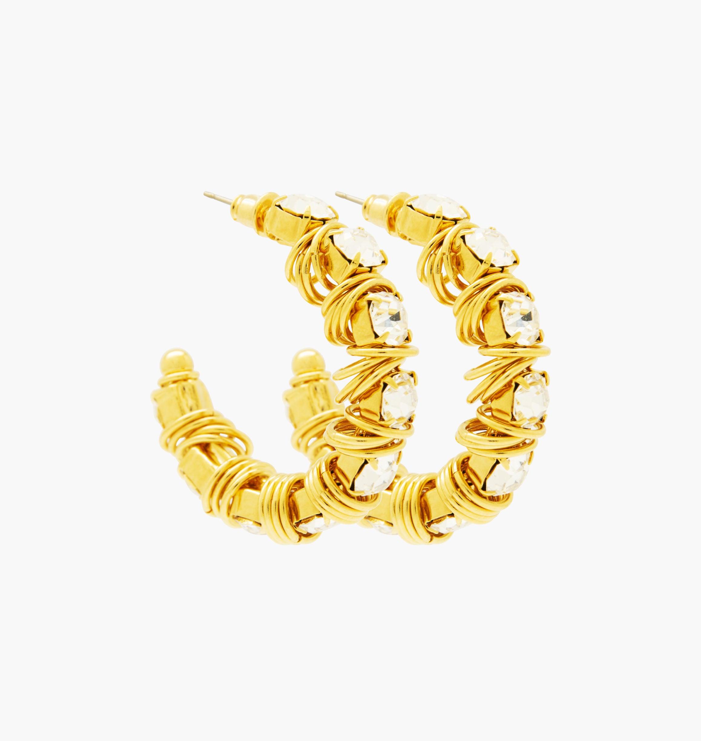 Earrings DISCO Crystal - shop.mouttoncollet.com, moutton collet, bijoux createurs, bijoux fait main, bijoux fantaisie, bijoux en cristal strass, bijoux cristal swarovski, bijoux luxe, bijoux de stars, bijoux vip, bijoux originaux, bijou original, idee cadeau femme, cadeau de noel, cadeau chic et elegant, bijou moderne, bijou contemporain, fashion week boucles d'oreille créole en cristal strass diamant blanc, aya nakamura, daphne burki, vogue france magazine