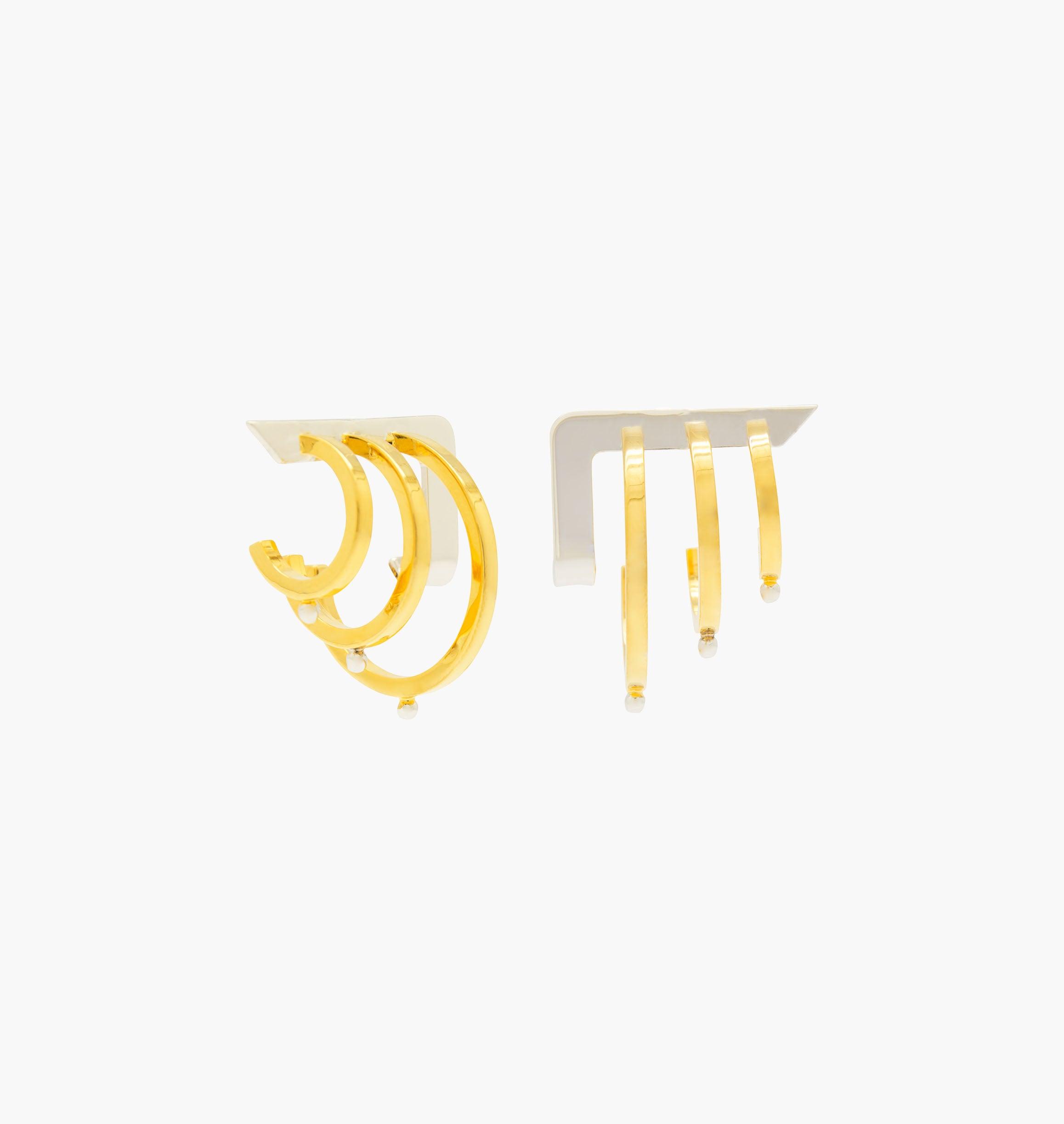 Earrings B-BIONIC Gold and Silver - Moutton colleT Jewellery