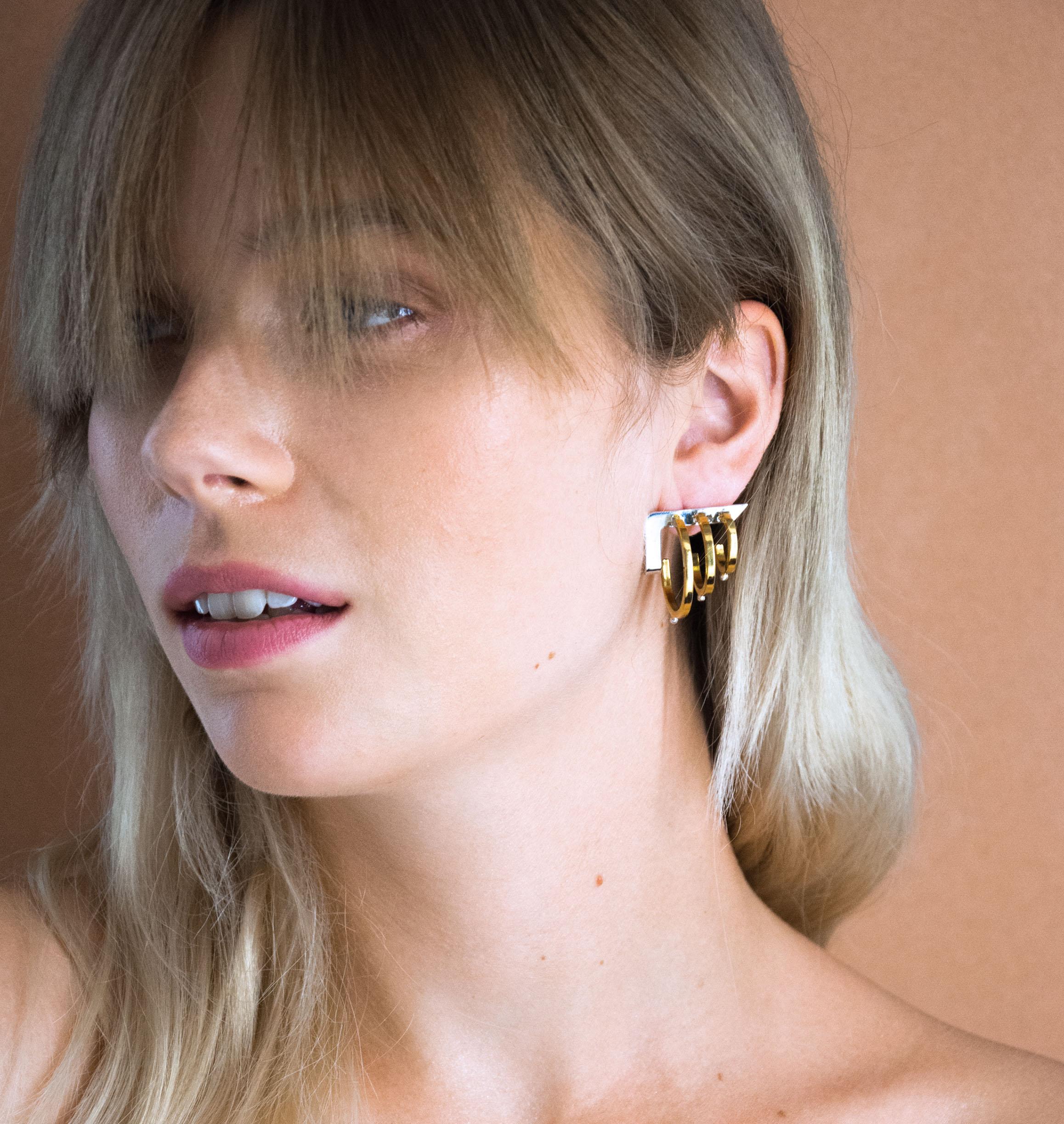 Earrings B-BIONIC Gold and Silver - Moutton colleT Jewellery