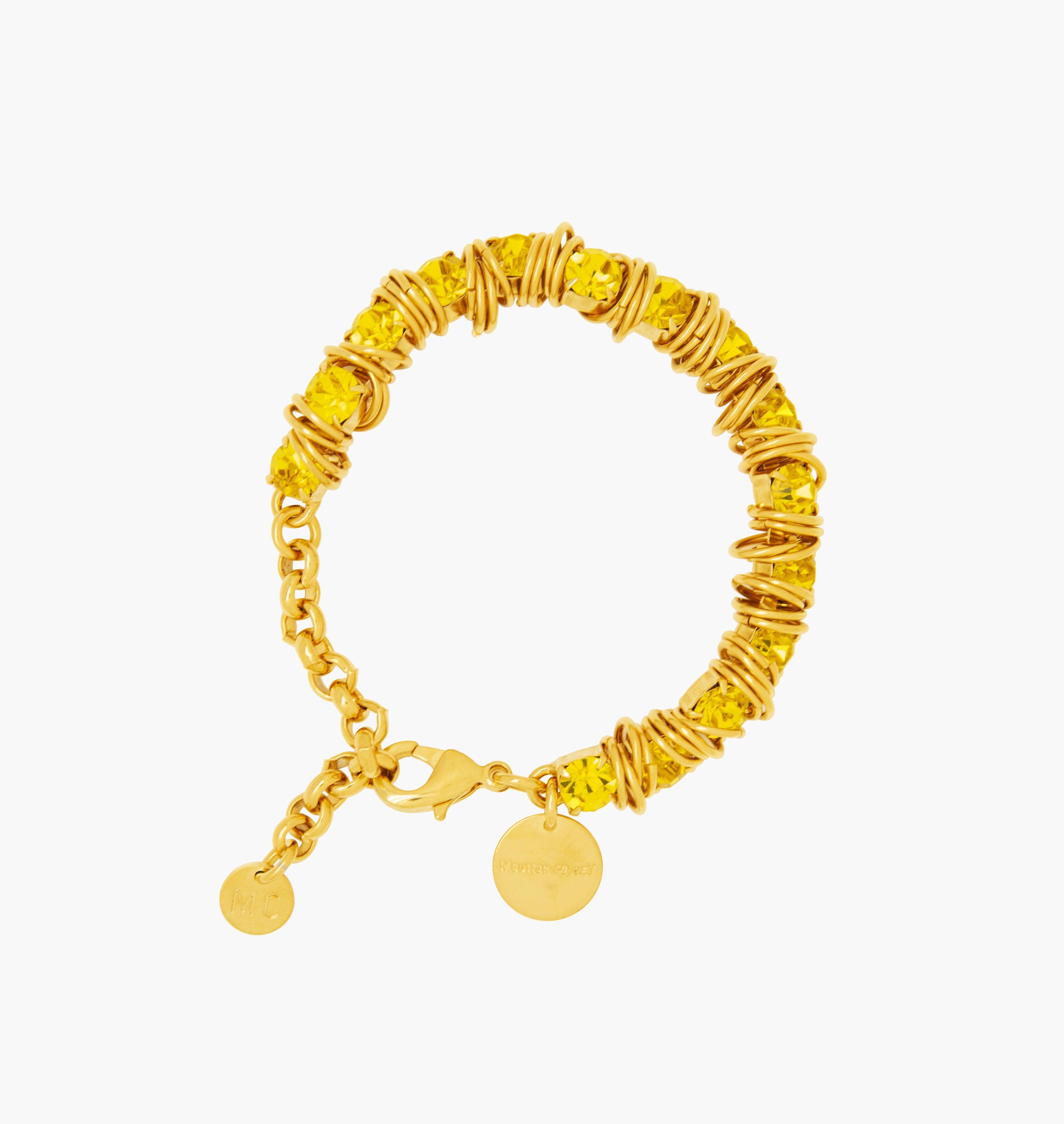 Bracelet ALLSTARS Citrine - shop.mouttoncollet.com, moutton collet, bijoux createurs, bijoux fait main, bijoux fantaisie, bijoux en cristal strass, bijoux cristal swarovski, bijoux luxe, bijoux de stars, bijoux vip, bijoux originaux, bijou original, idee cadeau femme, cadeau de noel, bracelet strass, bracelet rock, cadeau chic et elegant, bijou moderne, bijou contemporain, fashion week, Bracelet en cristal strass jaune citrine, madonna, beyonce