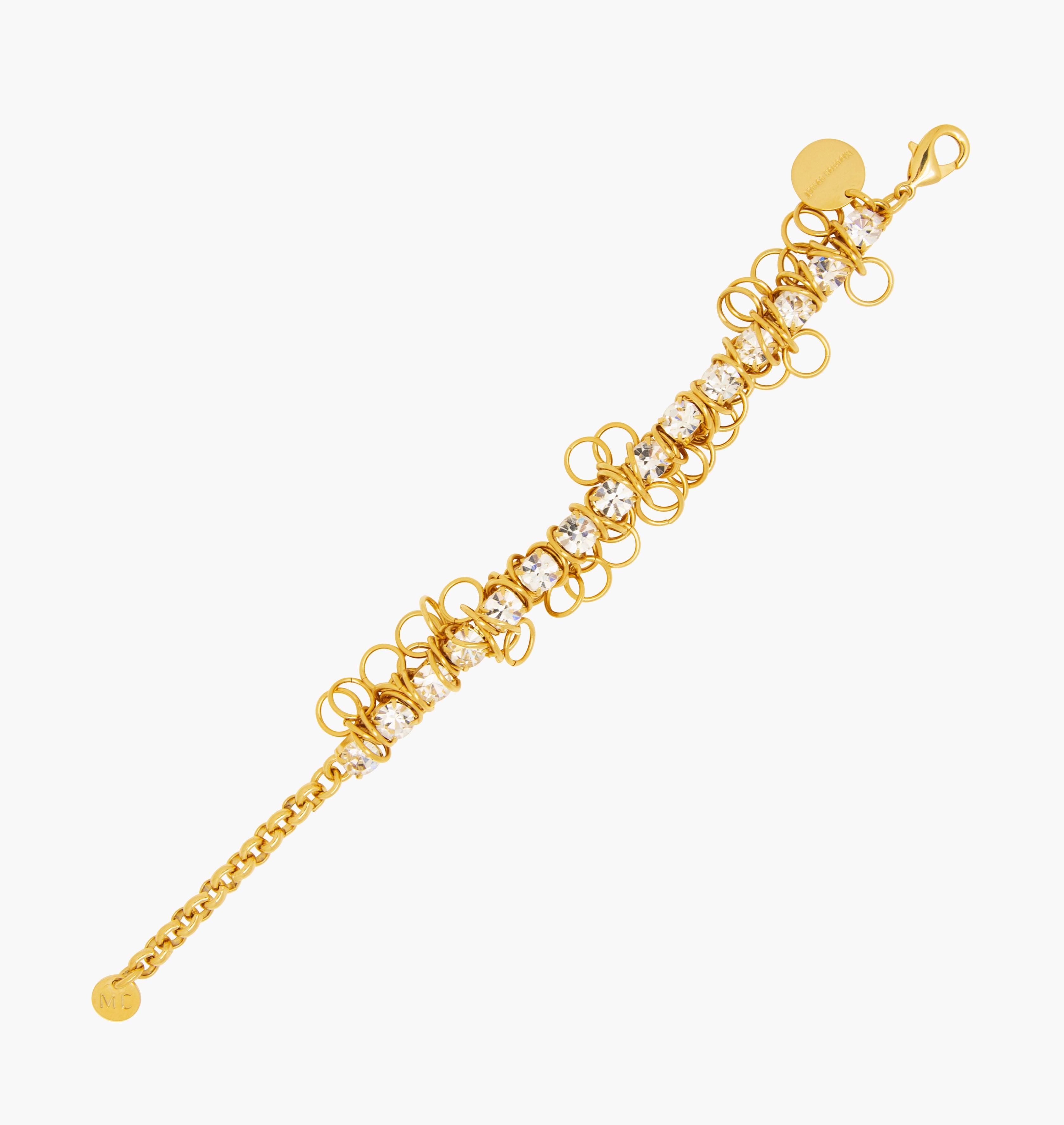 Bracelet DISCO Crystal - shop.mouttoncollet.com strass cristal swarovski diamant blanc, bracelet fashion style, tendance vogue france, bijou fantaisie de qualité, or doré