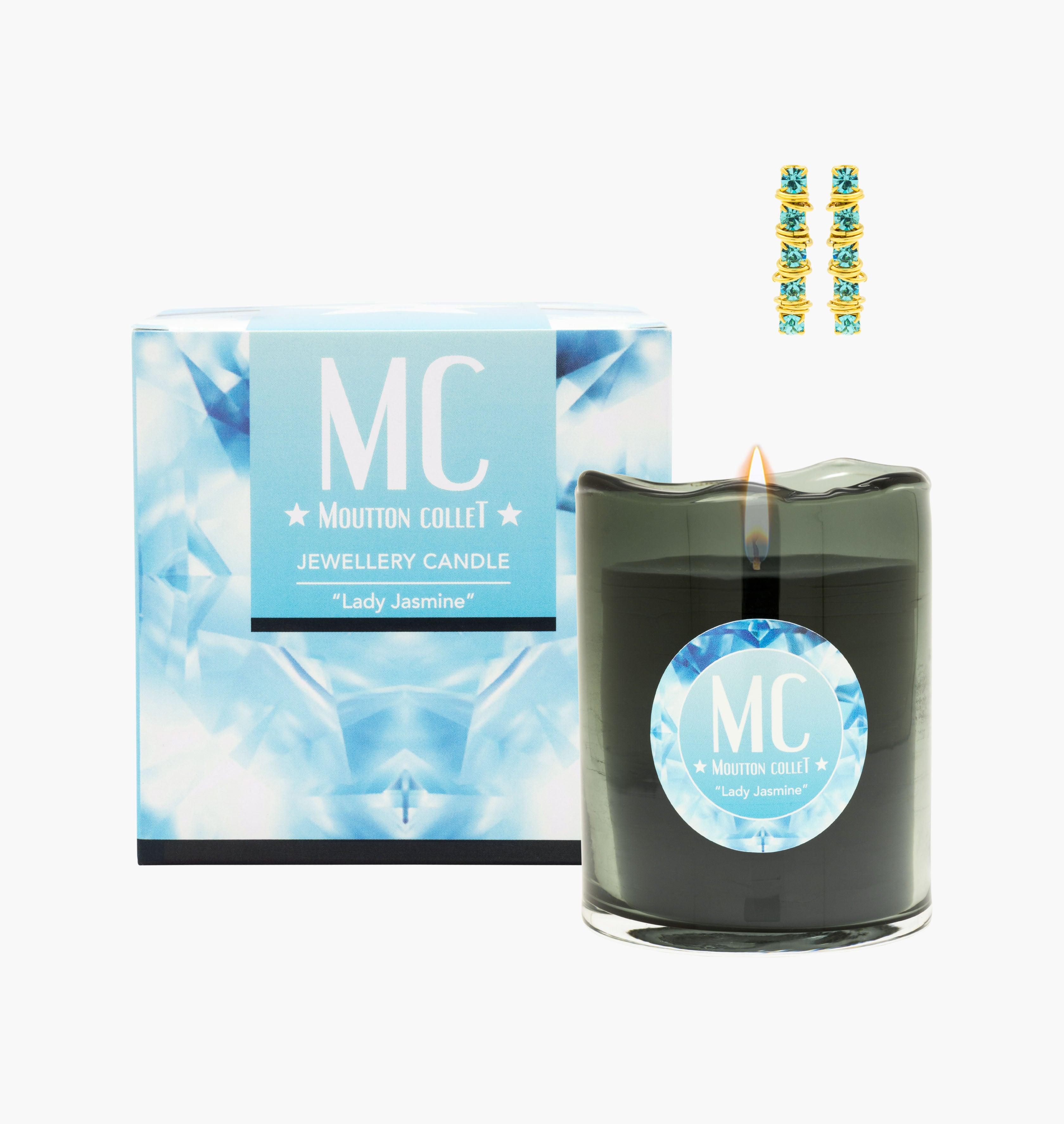 "LADY JASMINE" Jewellery Candle Bracelet - shop.mouttoncollet.com, bougie naturelle 100% végétale, boite allumettes, pochon bijou, moutton collet, bougie de createur, bougie de luxe, bougie deco, bougie decoration interieur, chic et elegante, idee cadeau, cadeau de noel femme, bijou femme, cadeau anniversaire, cadeau chic original, Bougie Bijou, Bracelet en cristal, coffret Bougie parfumee et bijou cristal swarovski myjoliecandle myjewelerycandle myjewelcandle cire trudon diptyque baobab