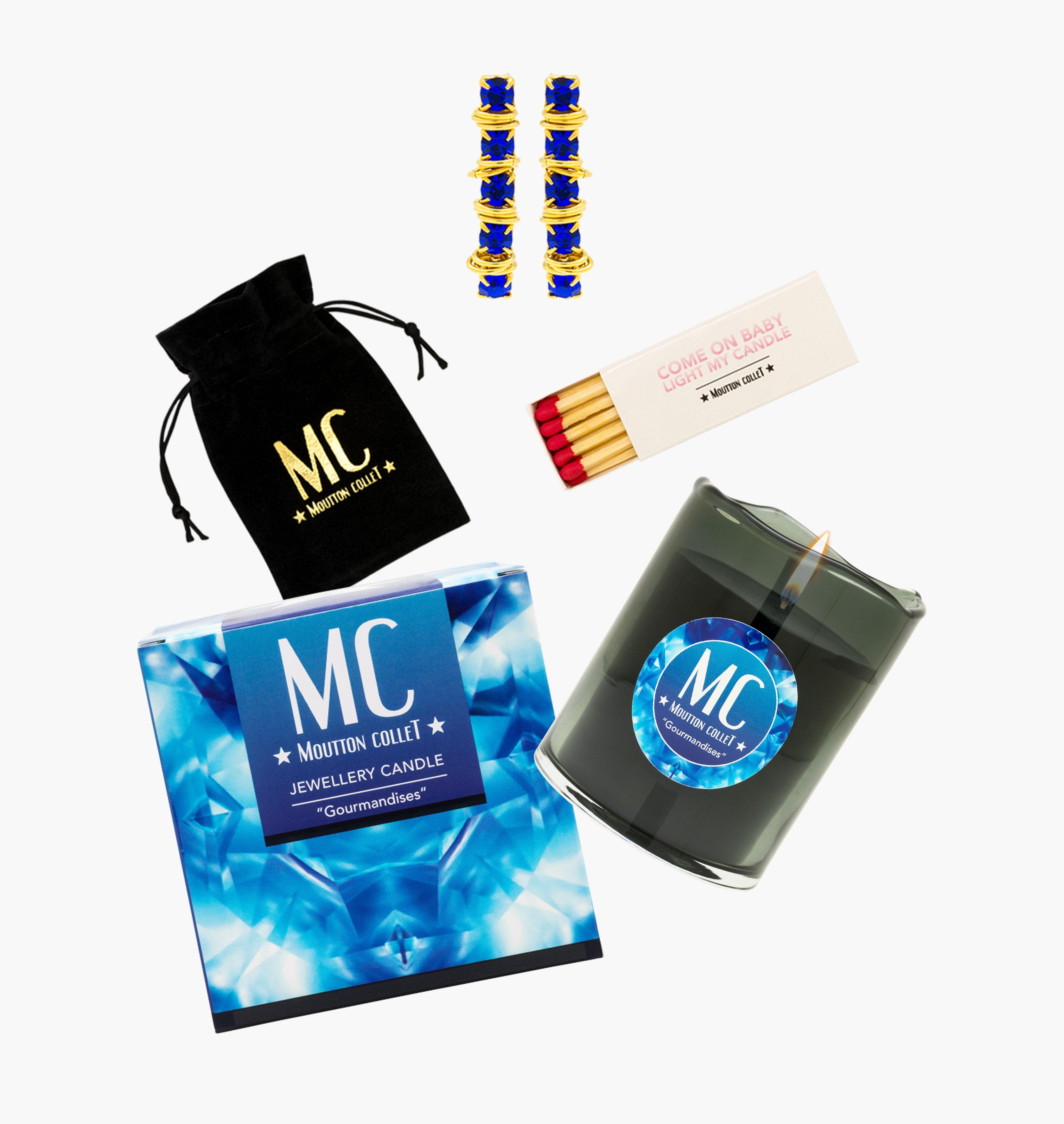 "GOURMANDISES" Jewellery Candle Earrings - shop.mouttoncollet.com, bougie naturelle 100% végétale, boite allumettes, pochon bijou, moutton collet, bougie de createur, bougie de luxe, bougie deco, bougie decoration interieur, chic et elegante, idee cadeau, cadeau de noel femme, bijou femme, cadeau anniversaire, cadeau chic original, Bougie Bijou, Boucles d'oreille en cristal, coffret Bougie parfumee et bijou cristal myjoliecandle myjewelerycandle myjewelcandle cire trudon diptyque baobab