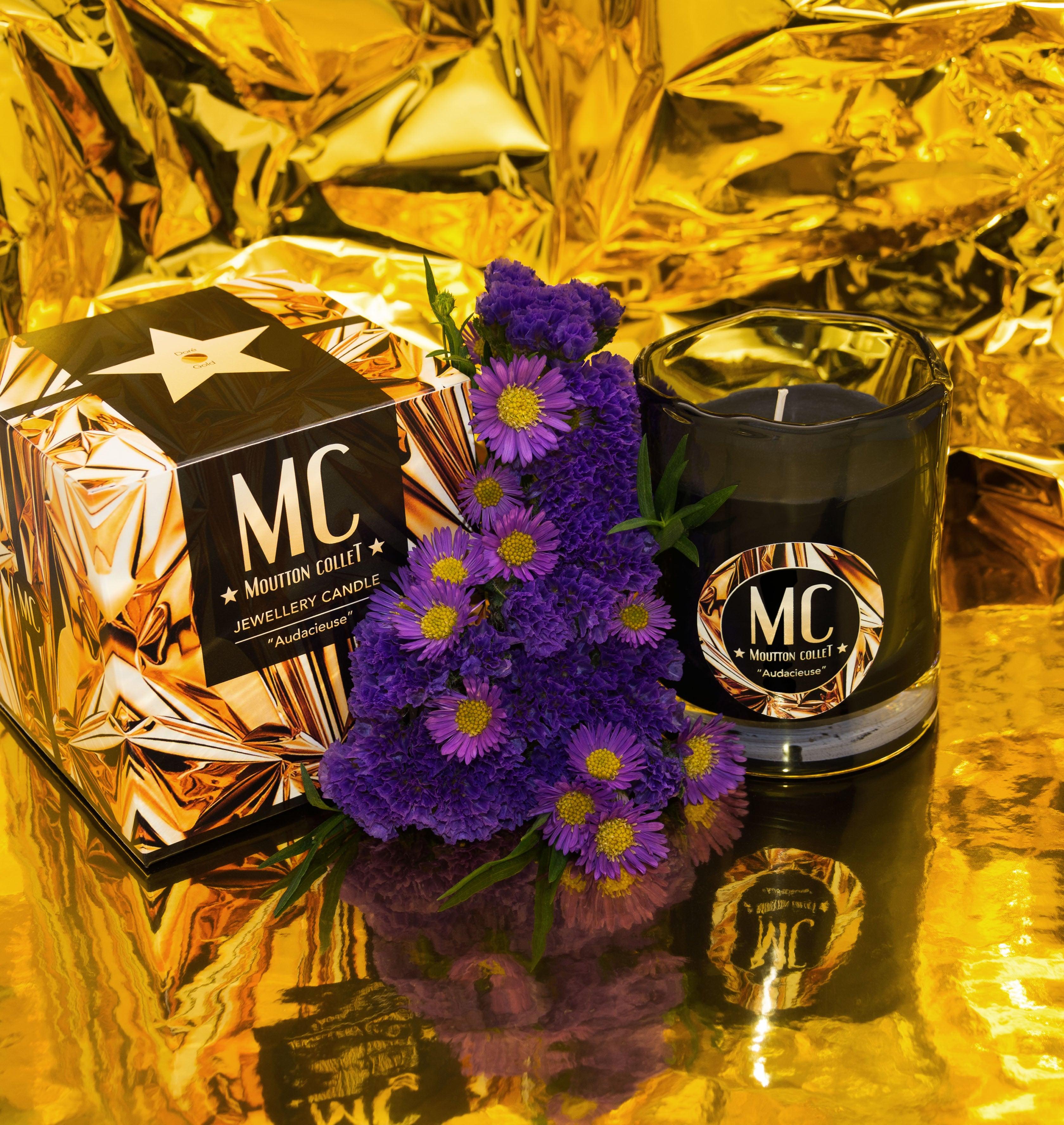 "AUDACIEUSE" Jewellery Candle Bracelet - shop.mouttoncollet.com, bougie naturelle 100% végétale, boite allumettes, pochon bijou, moutton collet, cadeau pas cher, bougie de createur, bougie de luxe, bougie deco, bougie decoration interieur, chic et elegante, idee cadeau, cadeau de noel femme, bijou femme, cadeau anniversaire, cadeau chic original, Bougie Bijou, Bracelet doré, myjoliecandle myjewelerycandle myjewelcandle cire trudon diptyque baobab