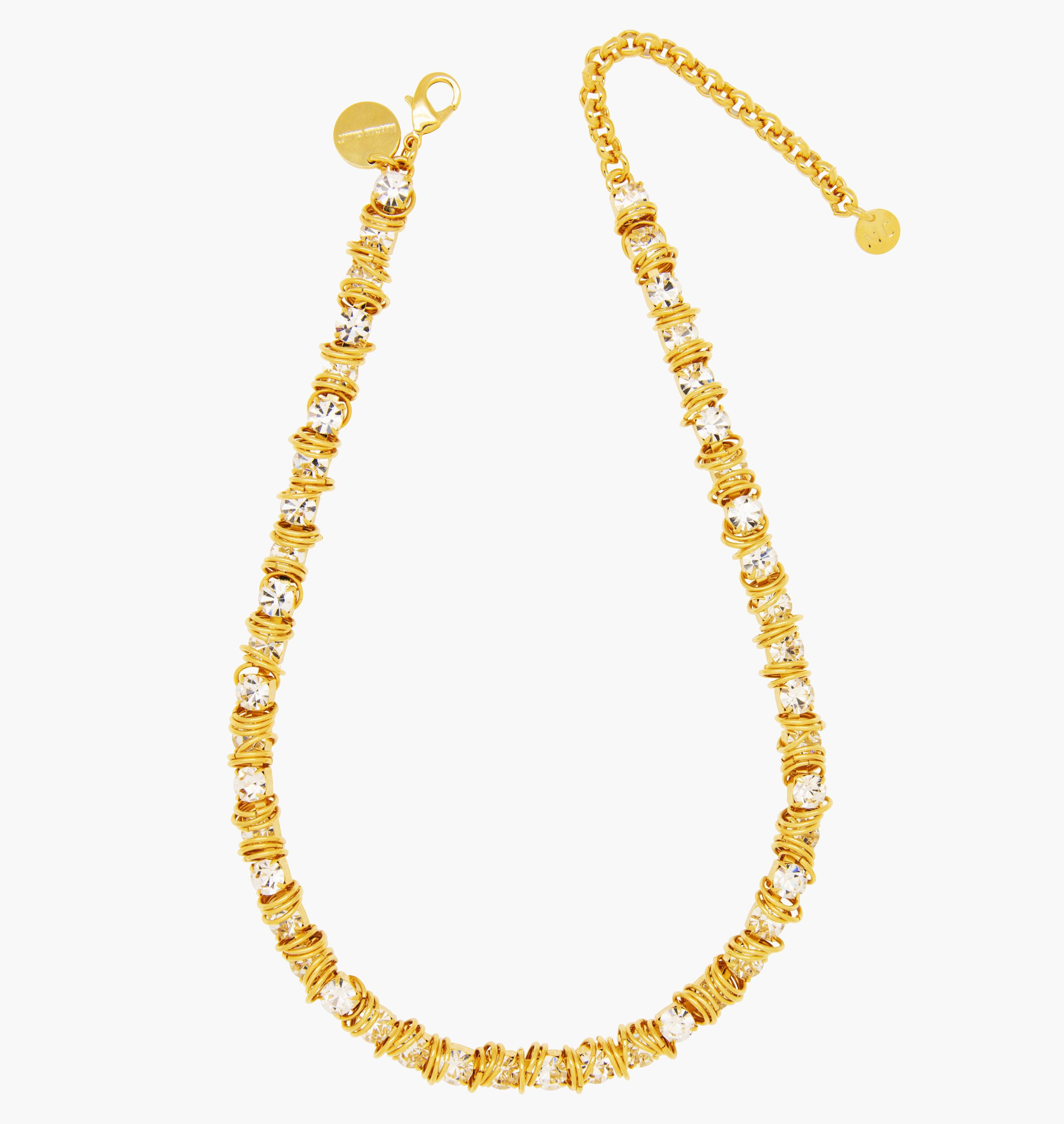 Necklace ALLSTARS Crystal - shop.mouttoncollet.com, moutton collet, bijoux createurs, bijoux fait main, bijoux fantaisie, bijoux en cristal strass, bijoux cristal swarovski, bijoux luxe, bijoux de stars, bijoux vip, bijoux originaux, bijou original, idee cadeau femme, cadeau de noel, collier strass, collier rock, cadeau chic et elegant, bijou moderne, bijou contemporain, fashion week, Collier en cristal strass diamant blanc, madonna, kate moss, beyonce, jennifer lopez, gucci, vogue france magazine