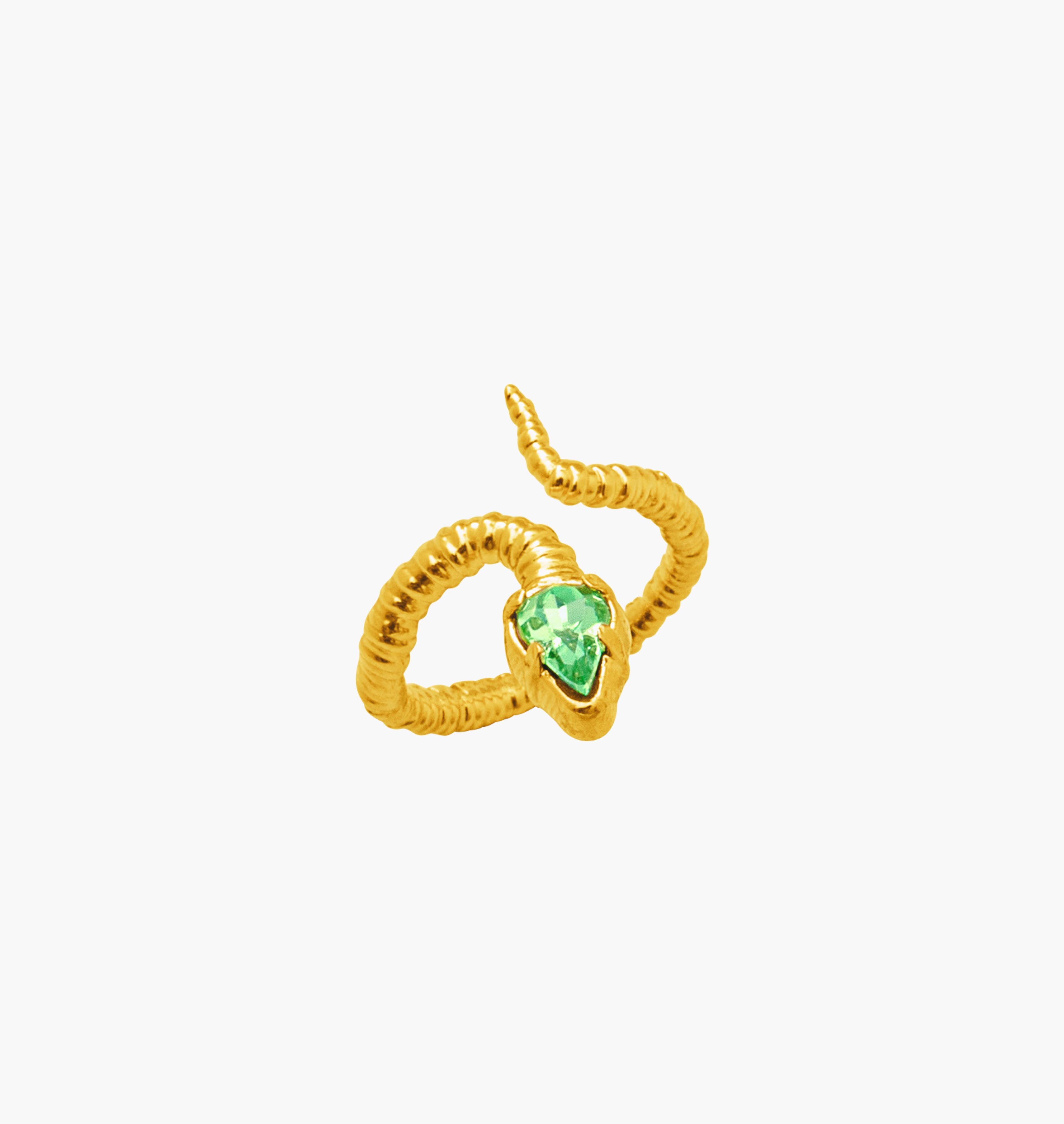 Ring SNAKY Gold Lime Crystal