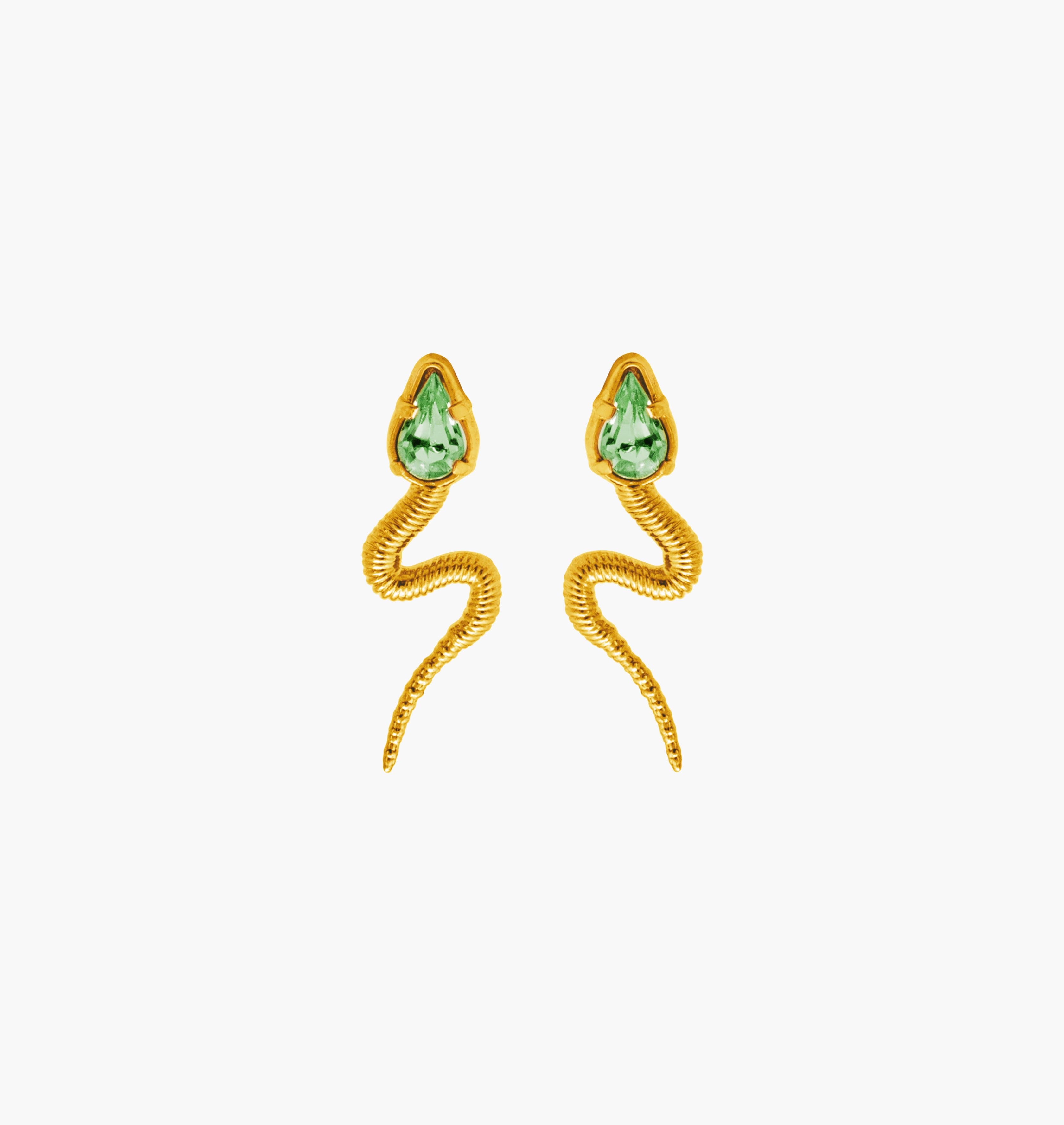 Earrings SNAKY Gold Lime Crystal