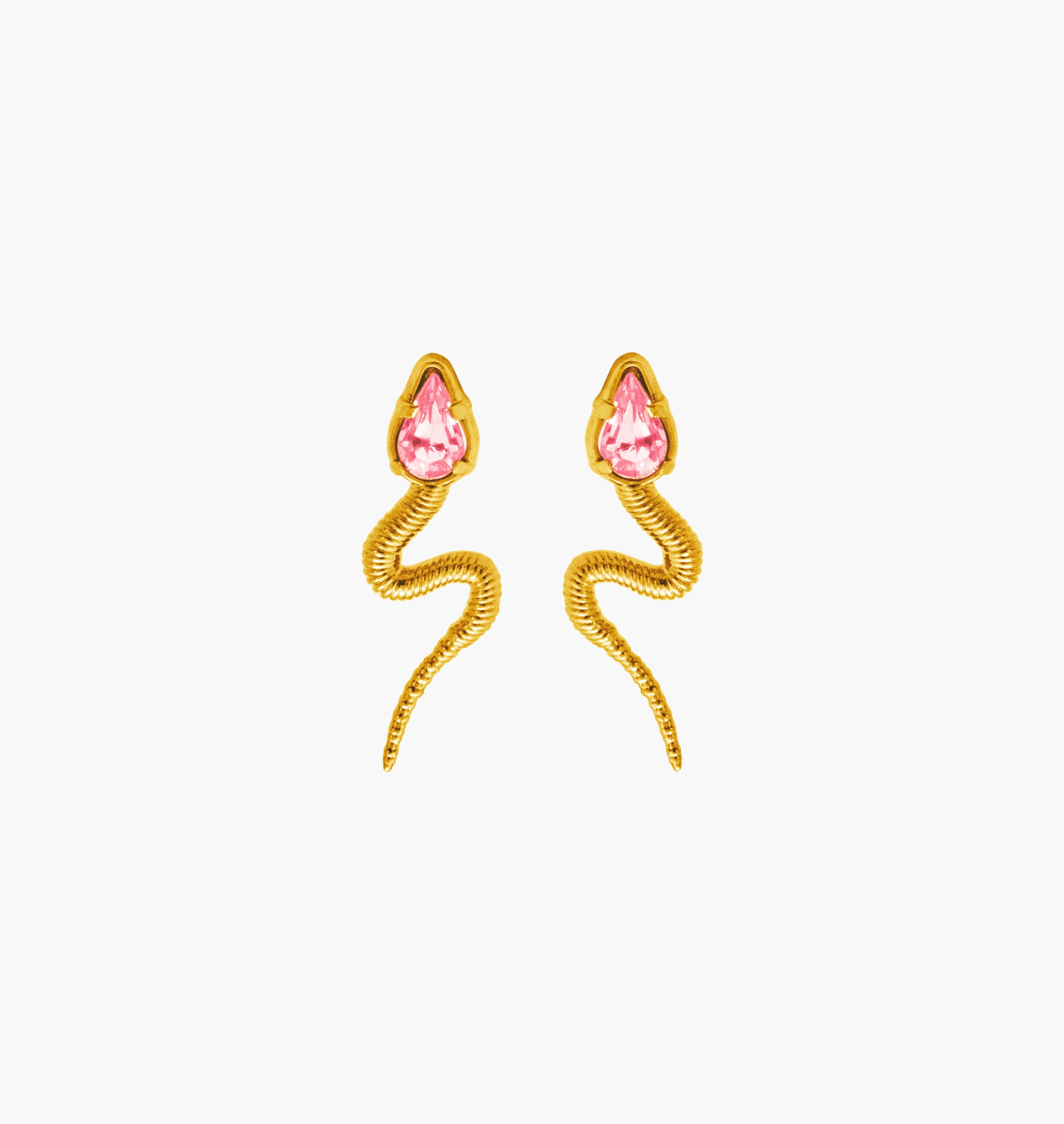 Earrings SNAKY Gold Flamingo Crystal